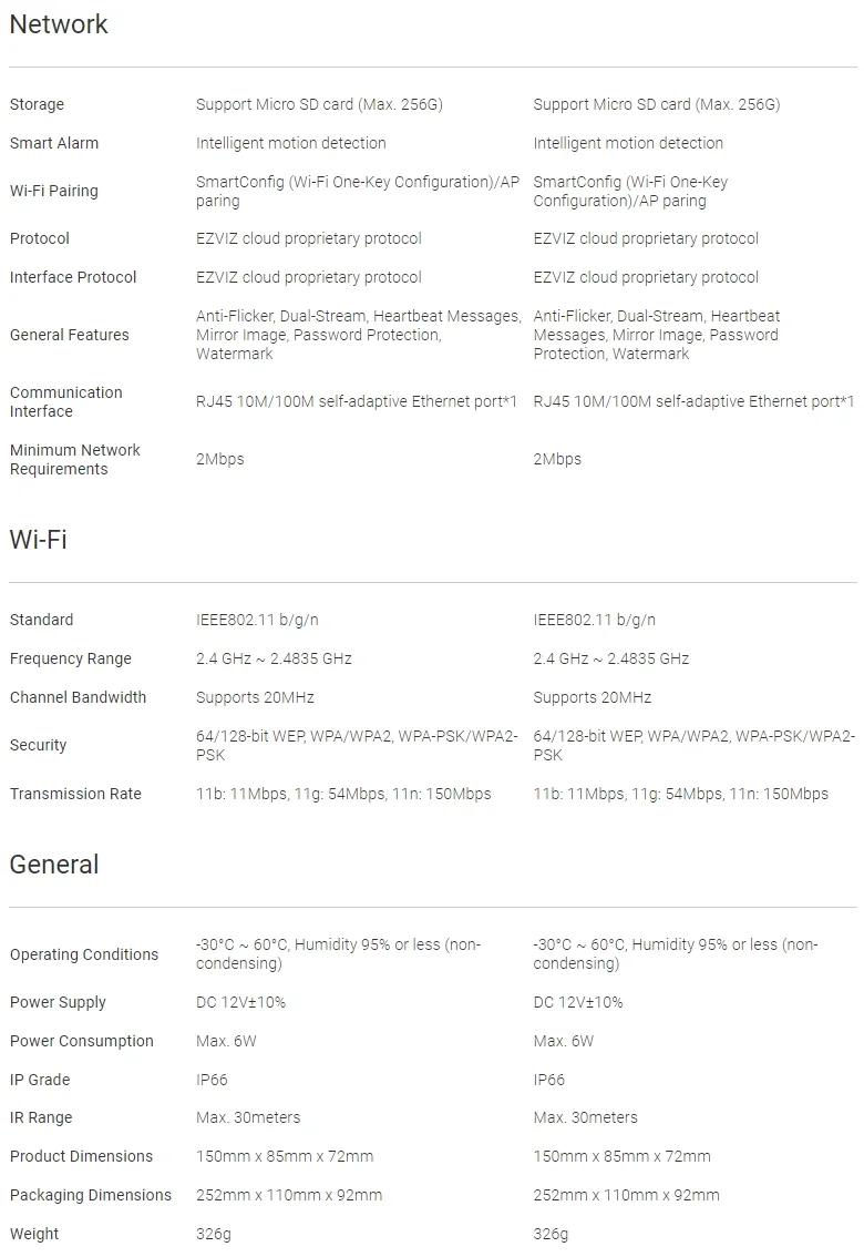 EZVIZ C3W Spec 02