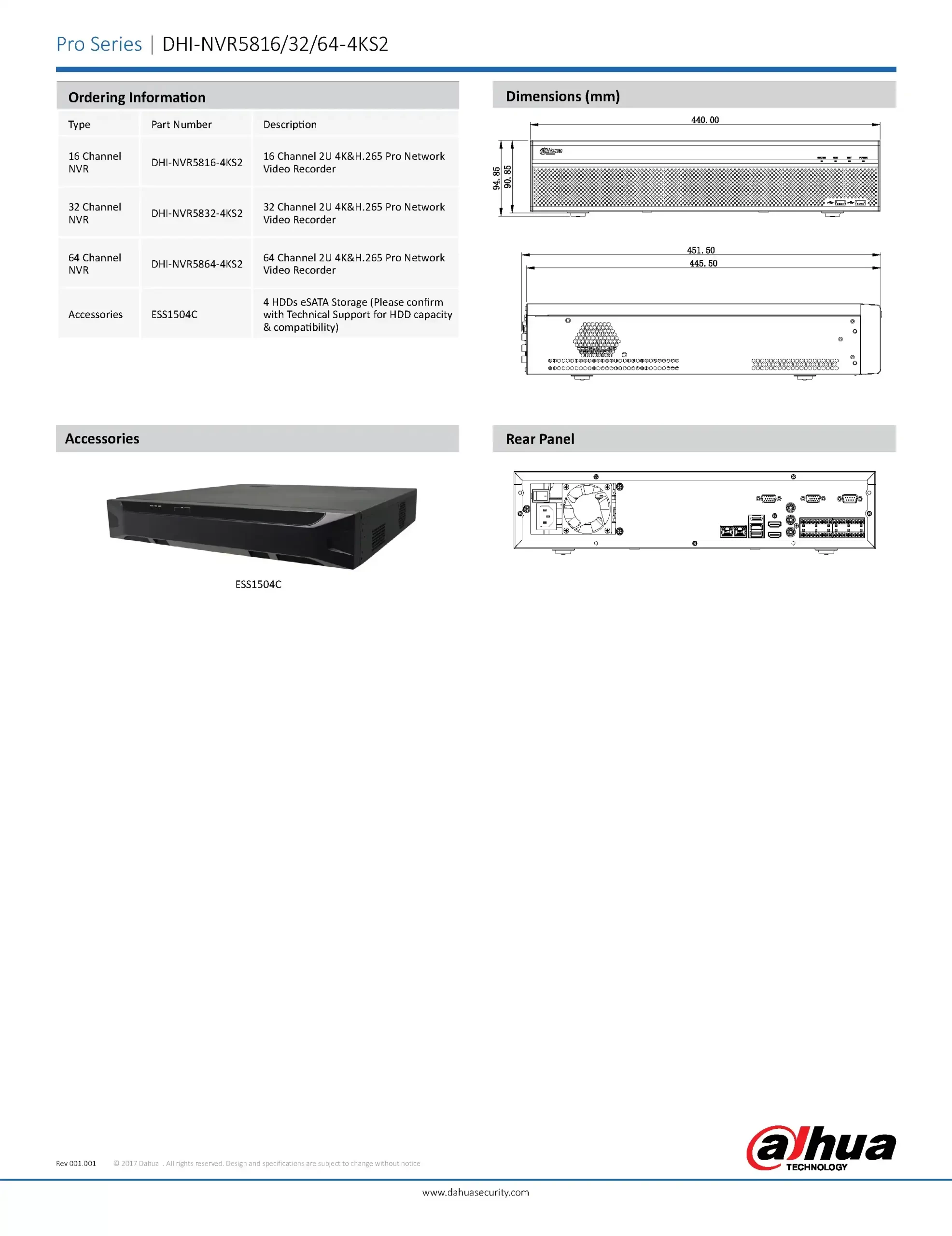 Dahua NVR5864-4KS2 Spec 02