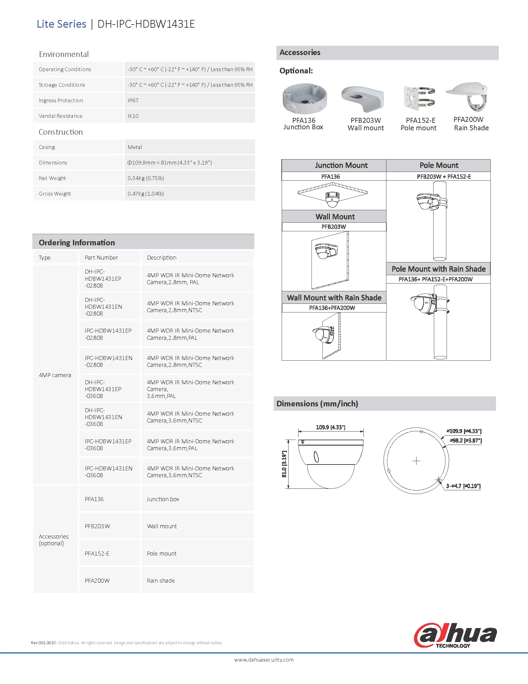 Dahua IPC-HDBW1431EP Spec 02