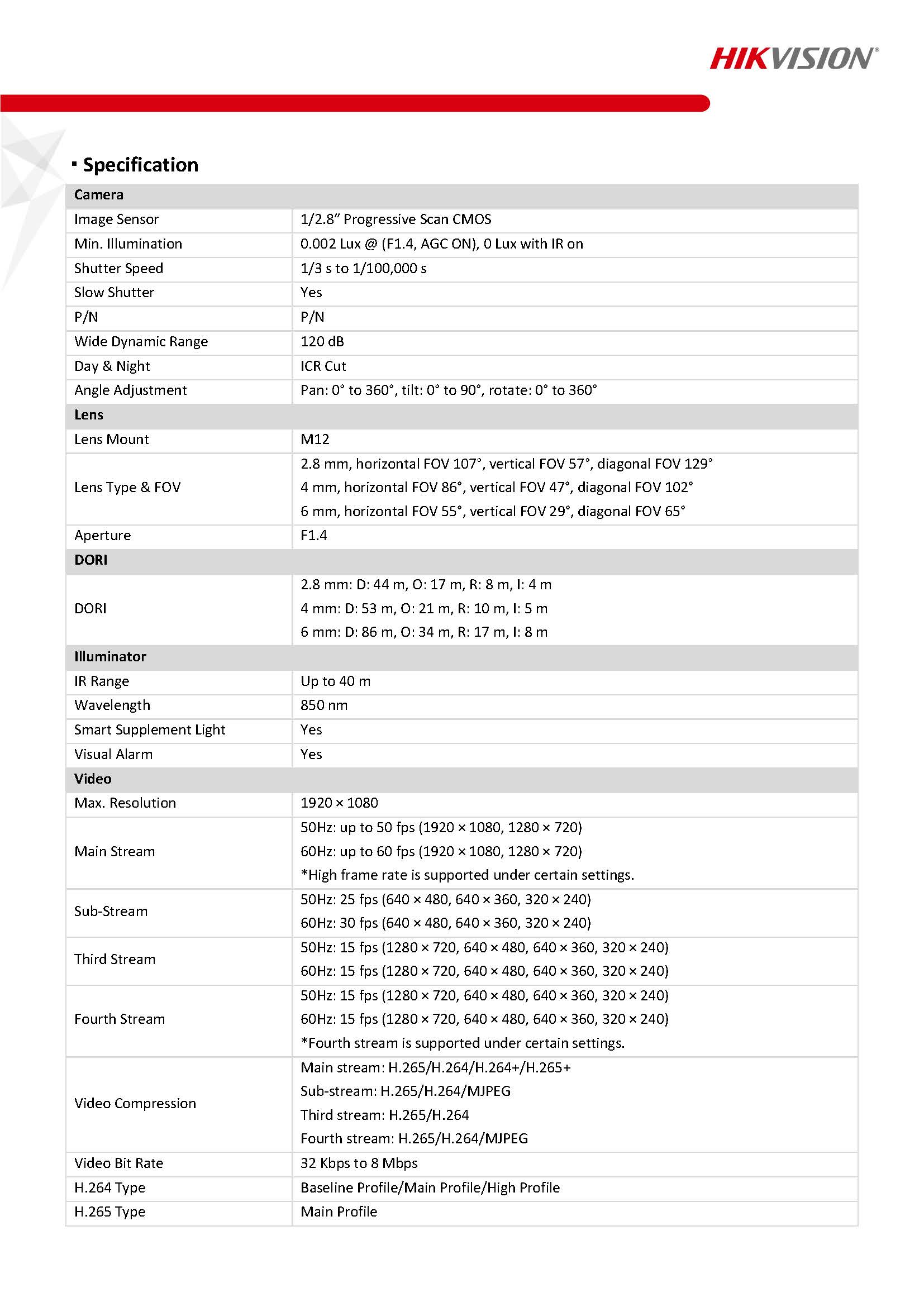HikVision DS-2CD3026G2-IU/SL Spec 01
