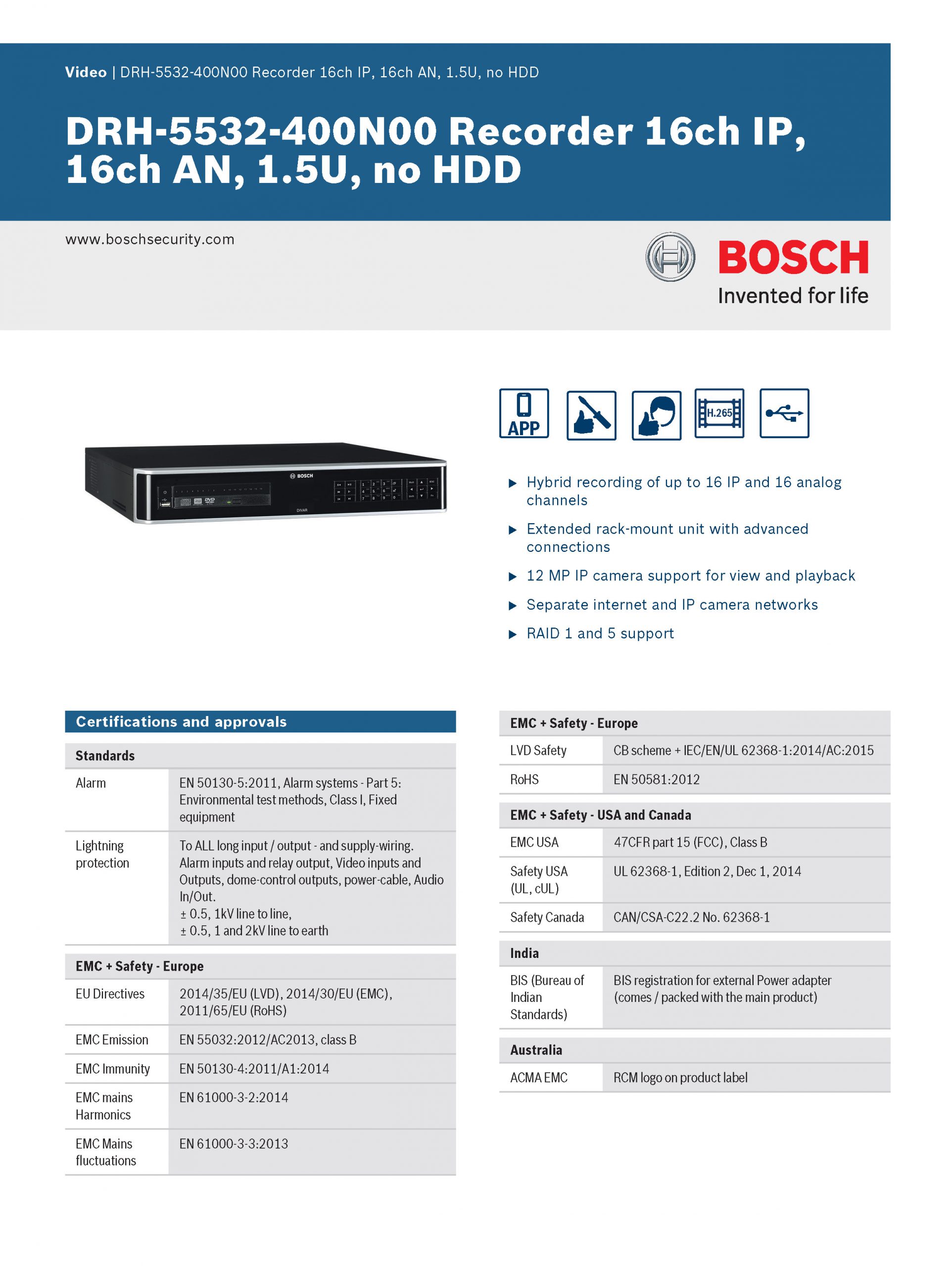 BOSCH DRH-5532-400N00 Spec 01