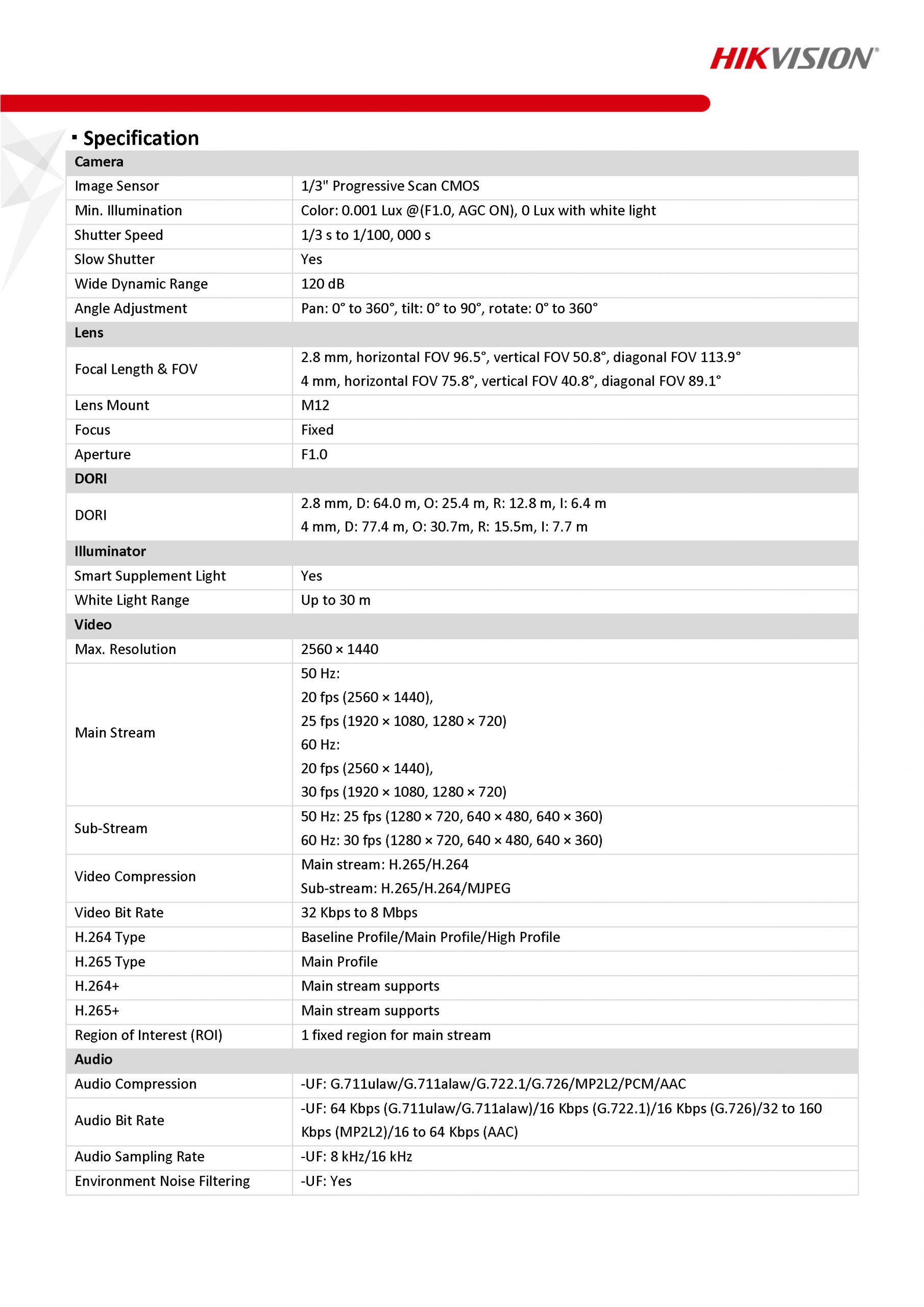 HikVision DS-2CD1047G0-LUF Spec01