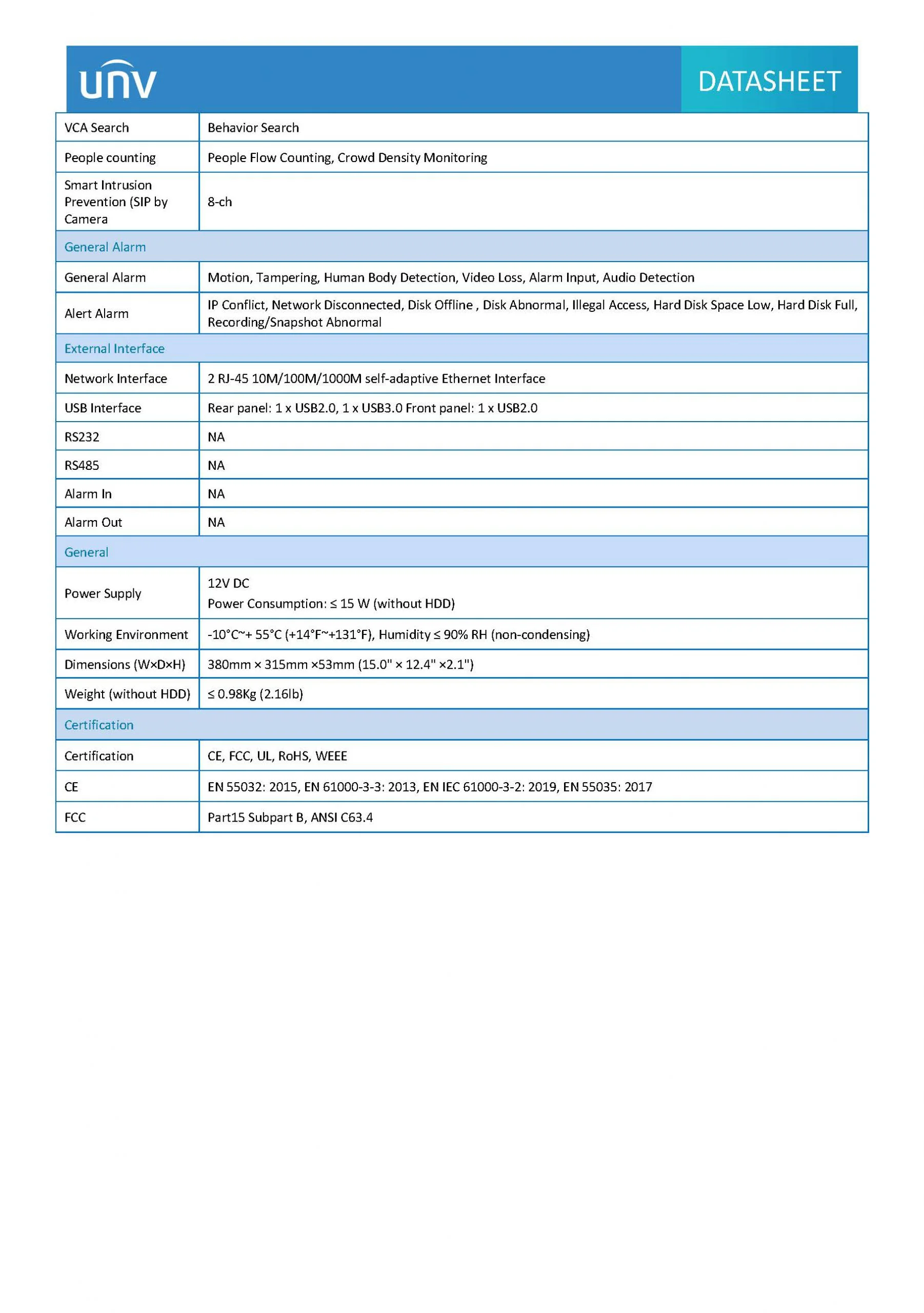 UniView NVR302-09S2 Spec 03