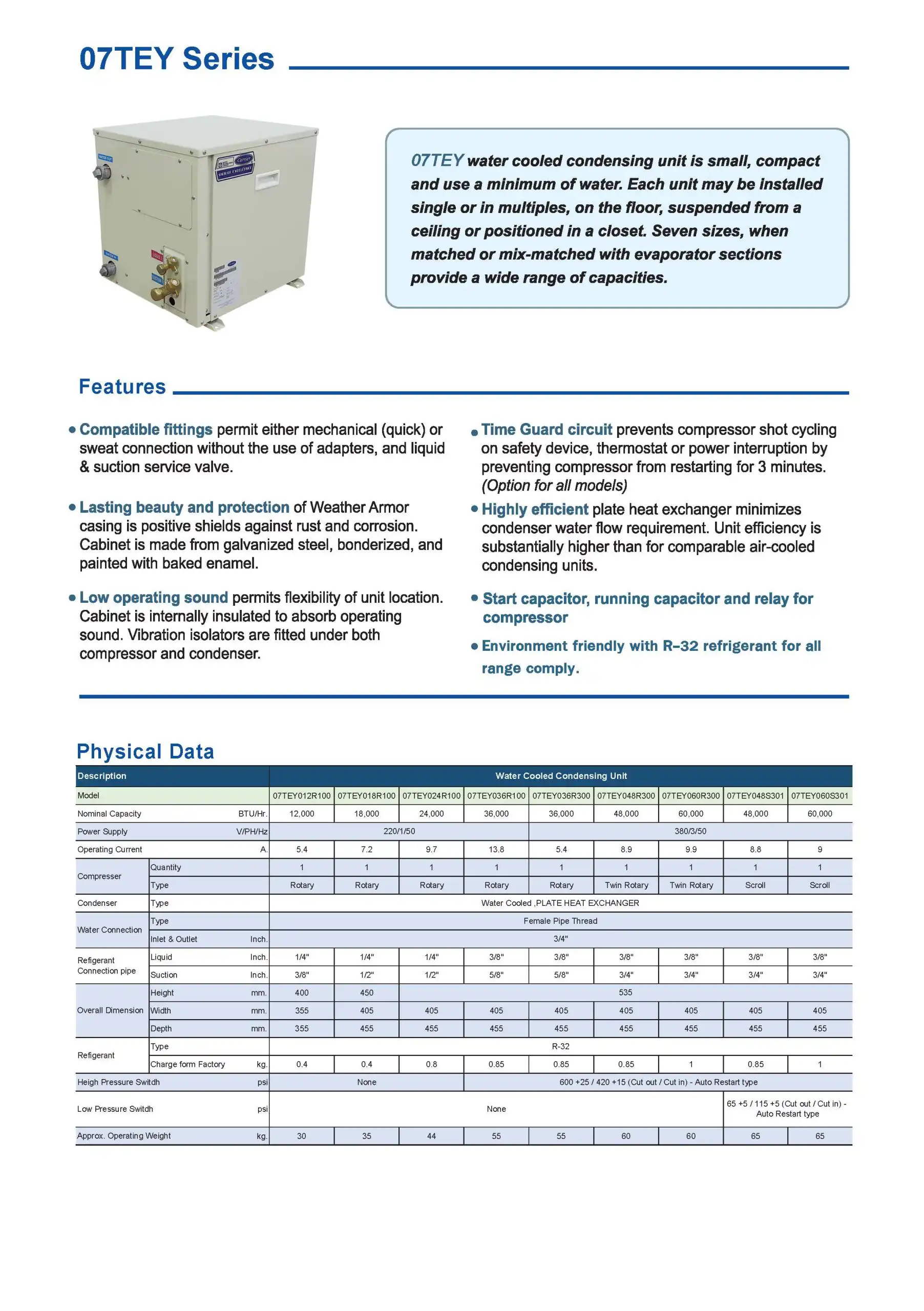Carrier 07TEY Series Spec
