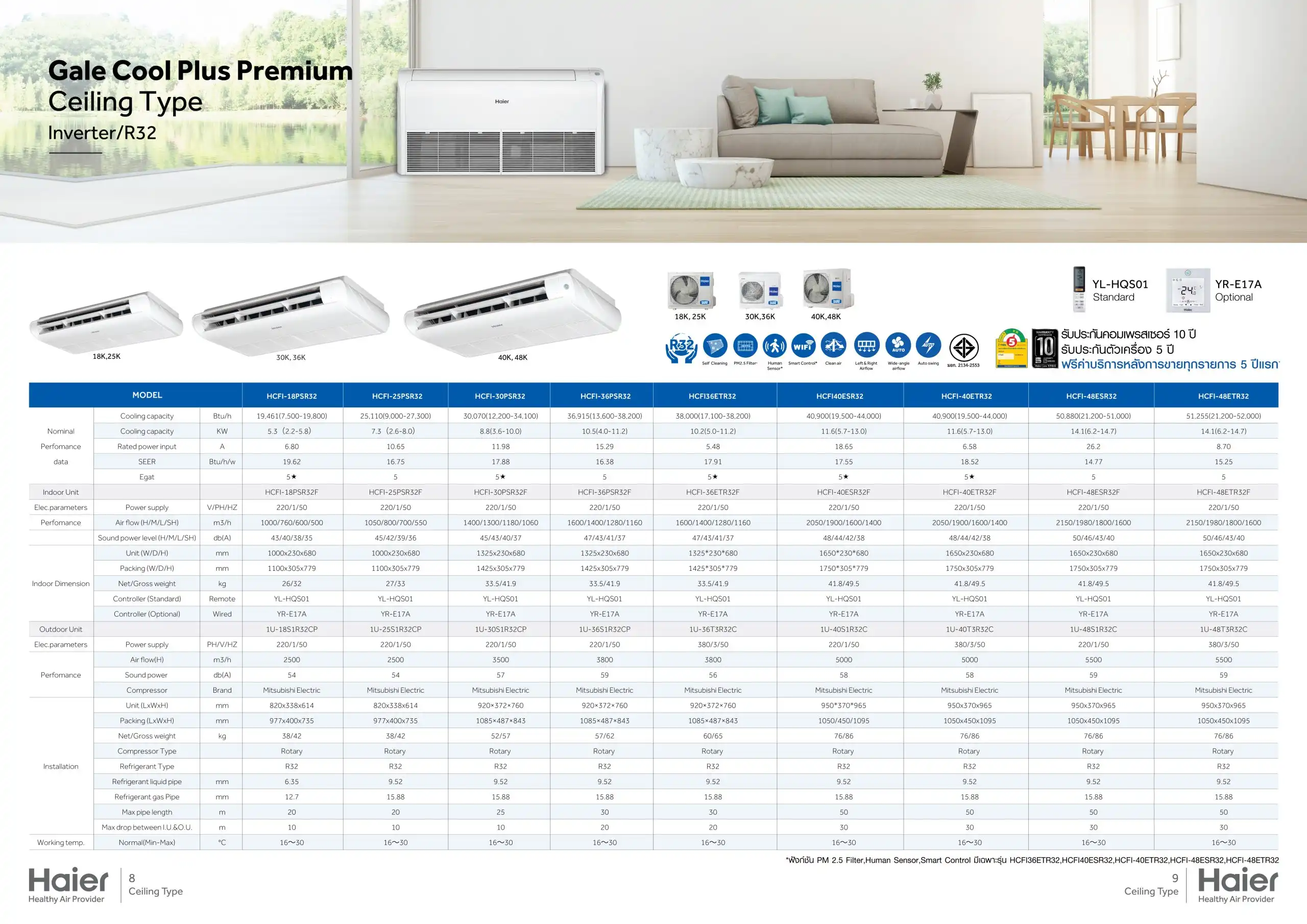 Haier gale cool plus premium series spec