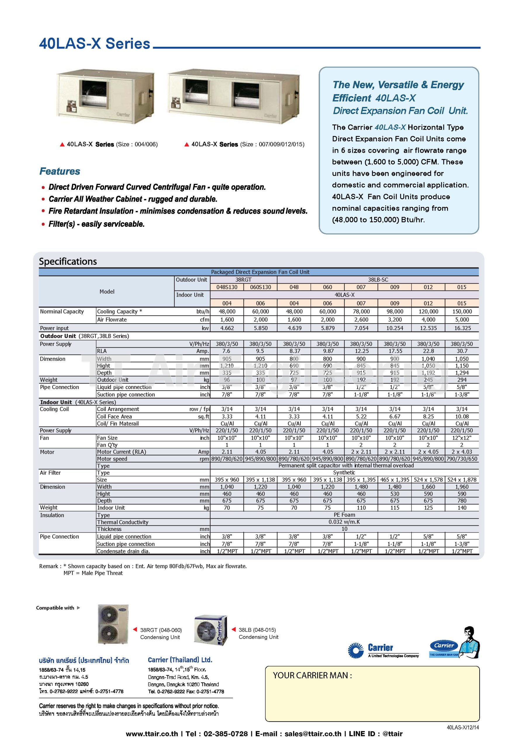 Carrier 40las-x series Spec