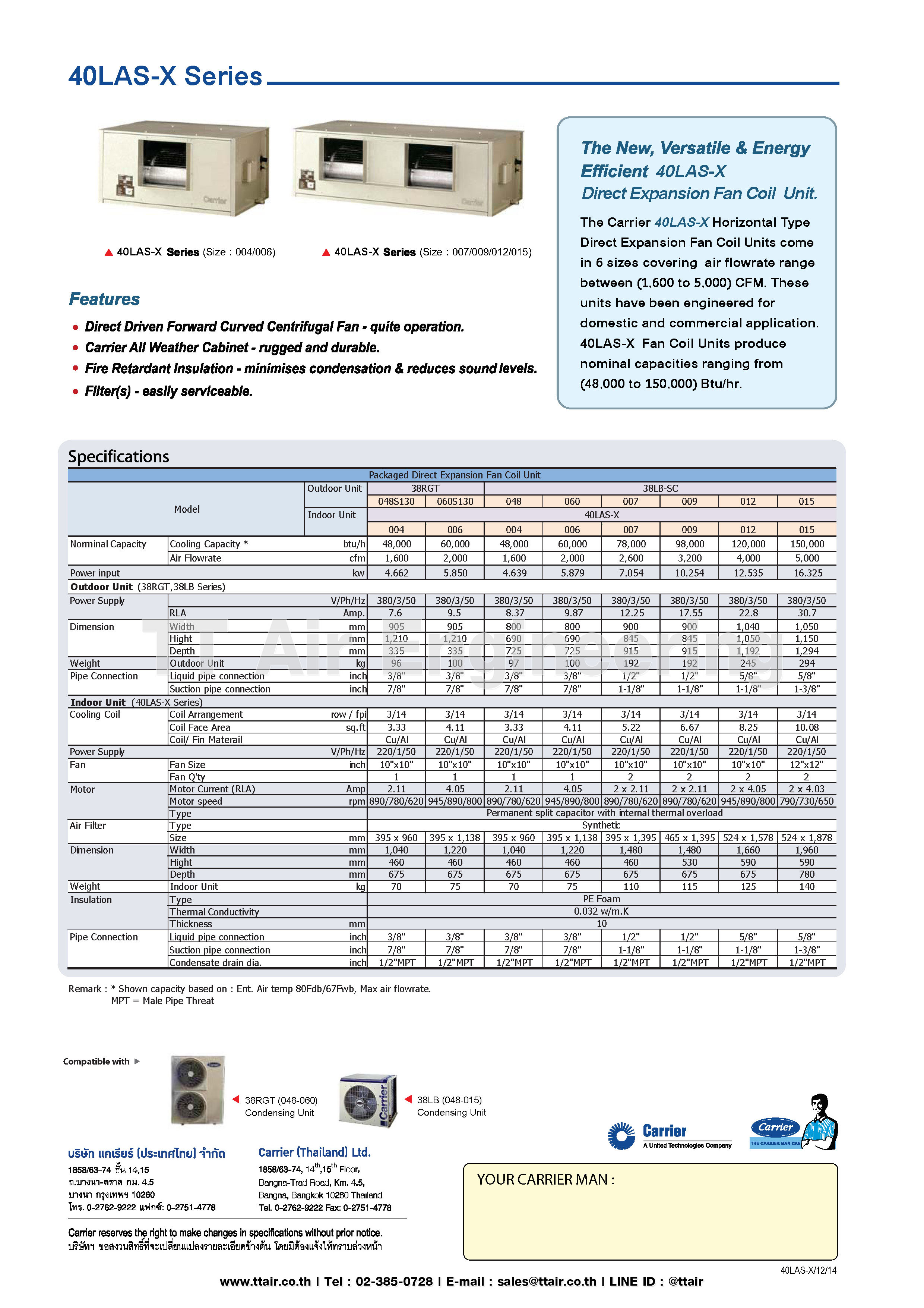 Carrier 40las-x series Spec