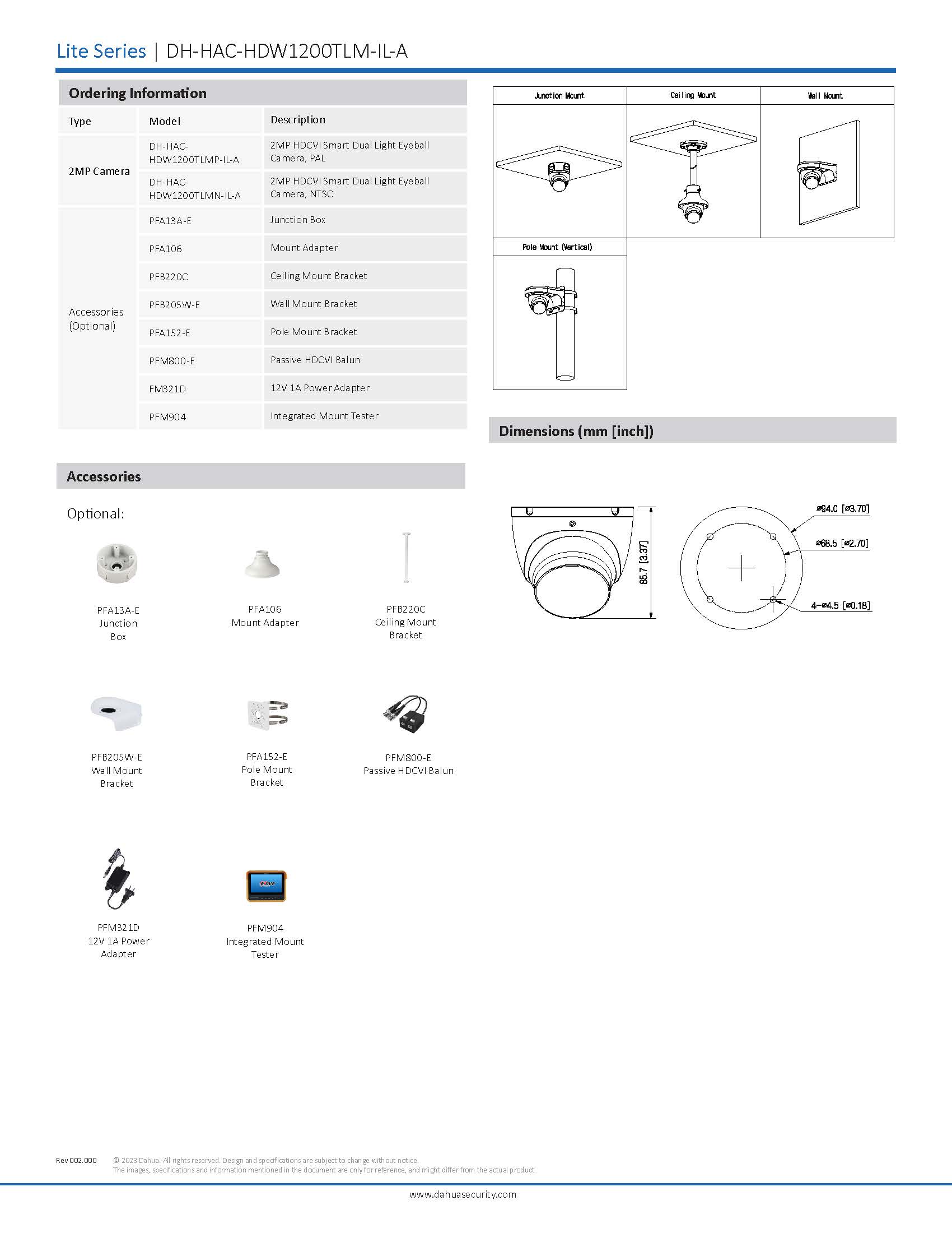 Dahua HAC-HDW1200TLM-IL-A Spec 02