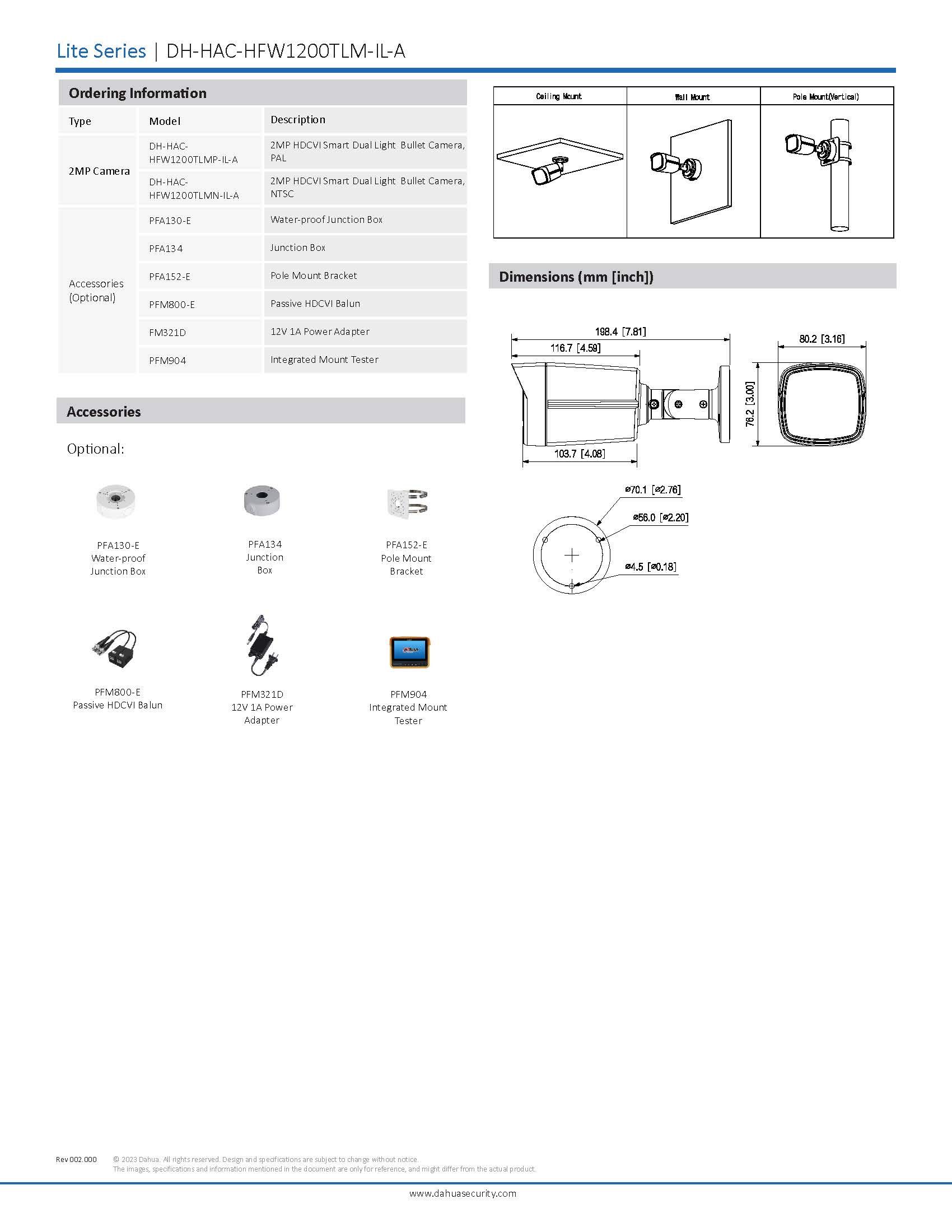 Dahua HAC-HFW1200TLM-IL-A Spec 02