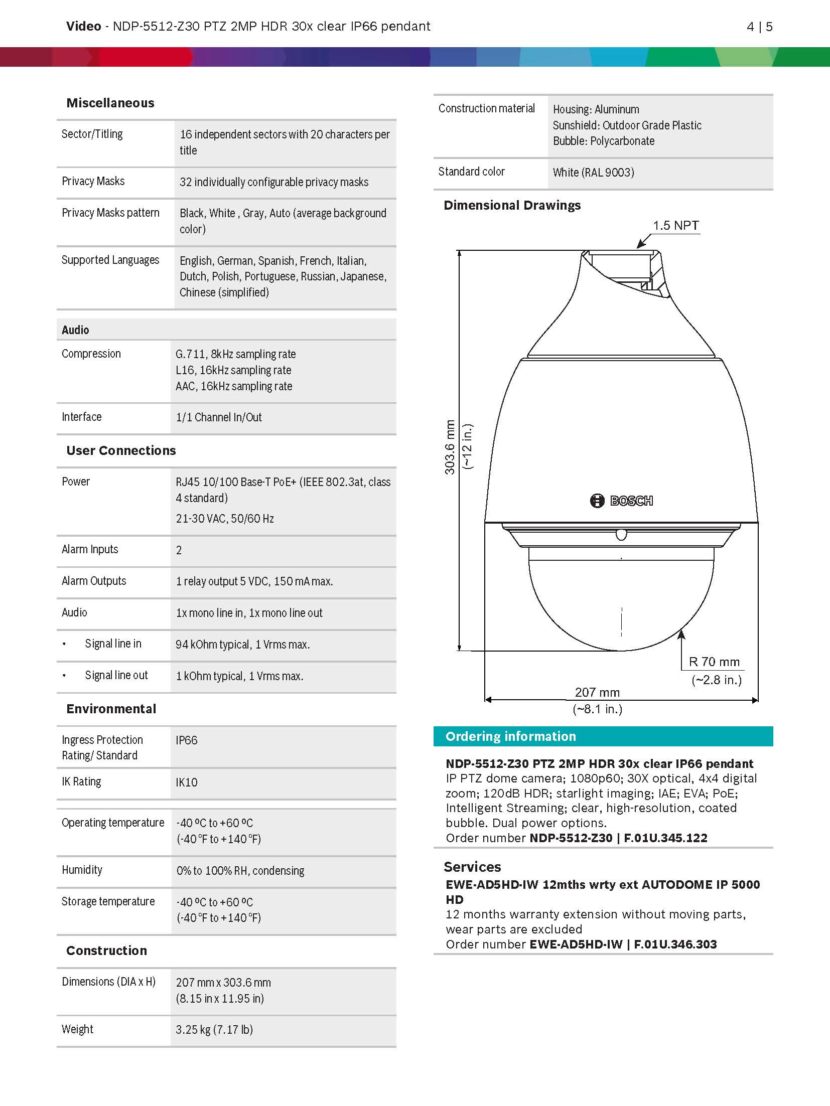 Bosch NDP-5512-Z30 Spec 03