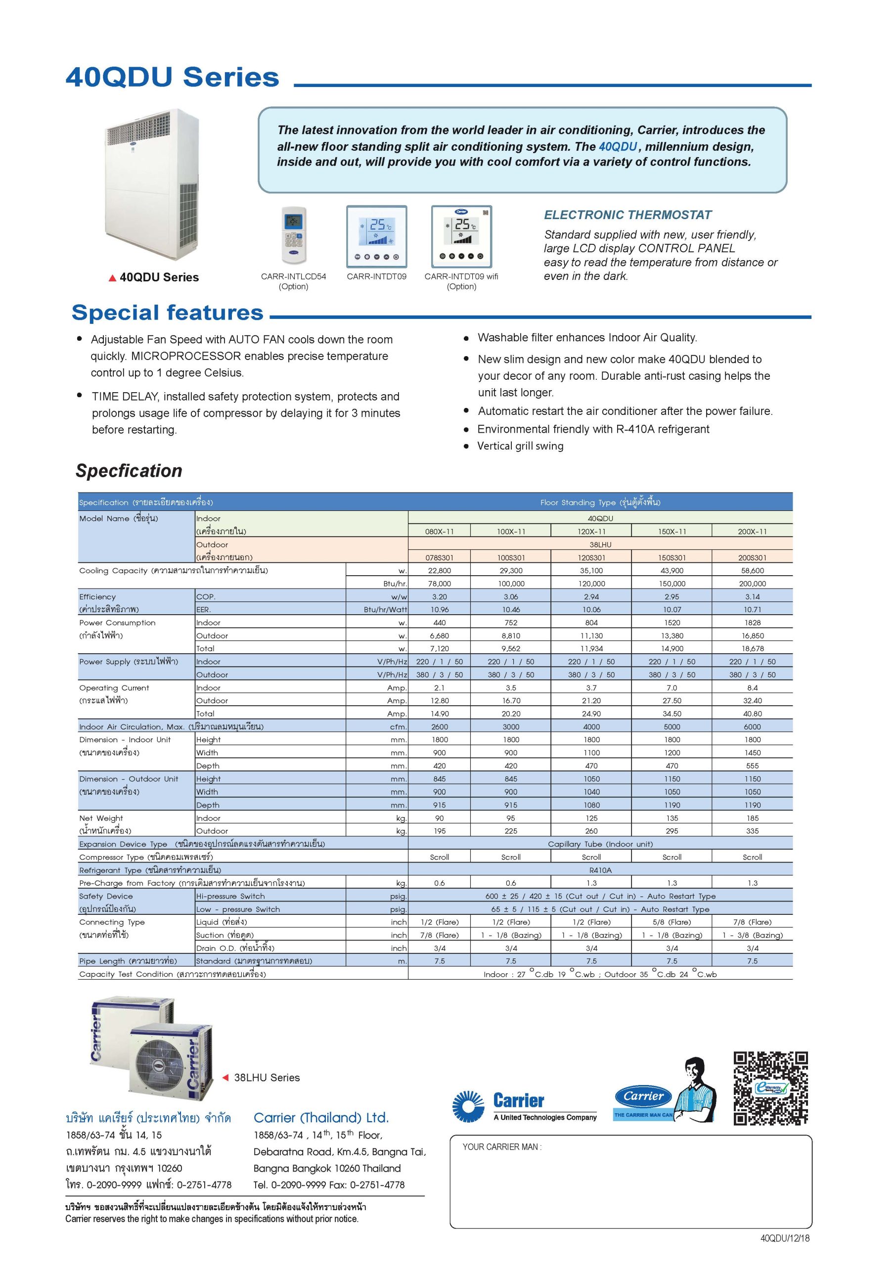 Carrier 40QDU38LHU Series Speck