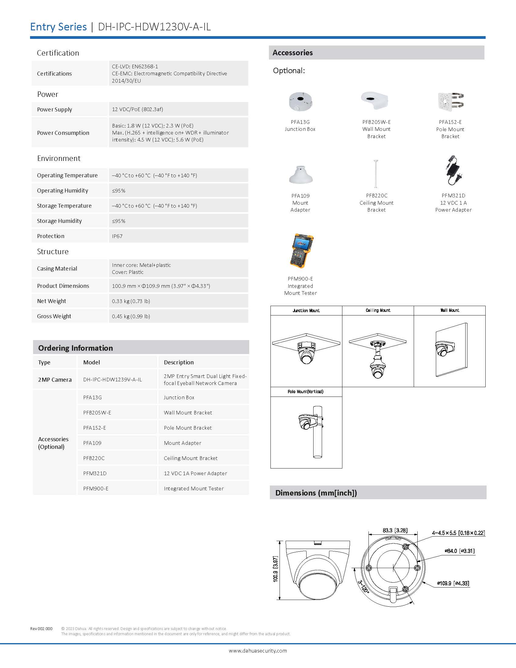 Dahua IPC-HDW1230V-A-IL Spec 02