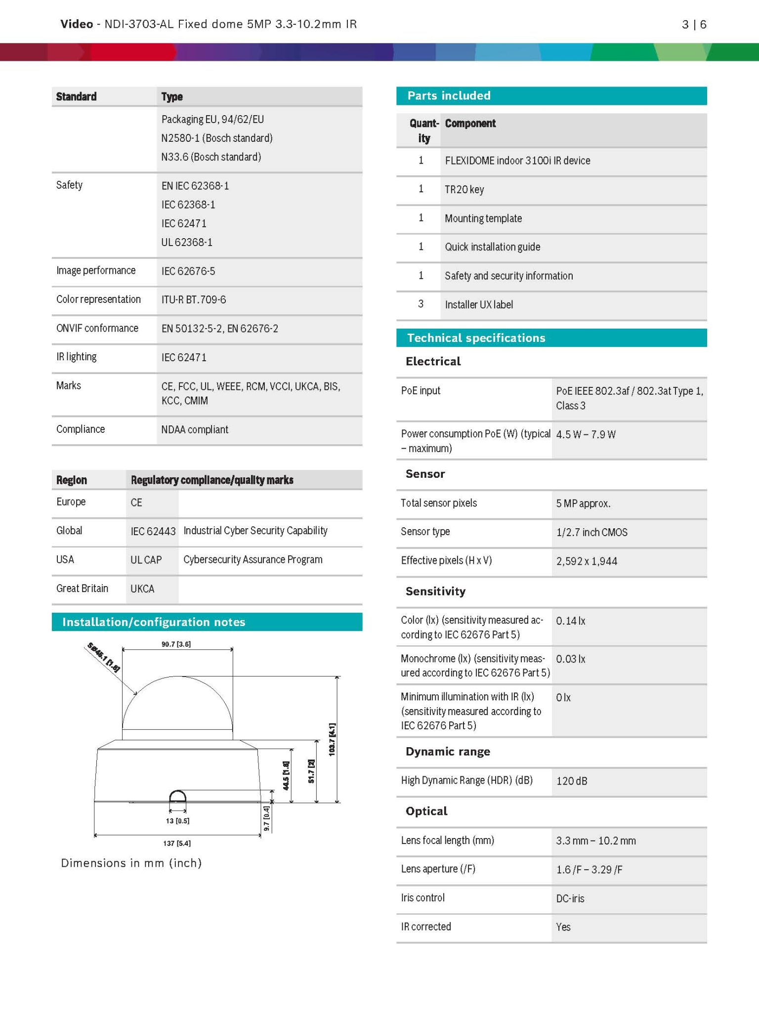 Bosch NDI-3703-AL Spec 01