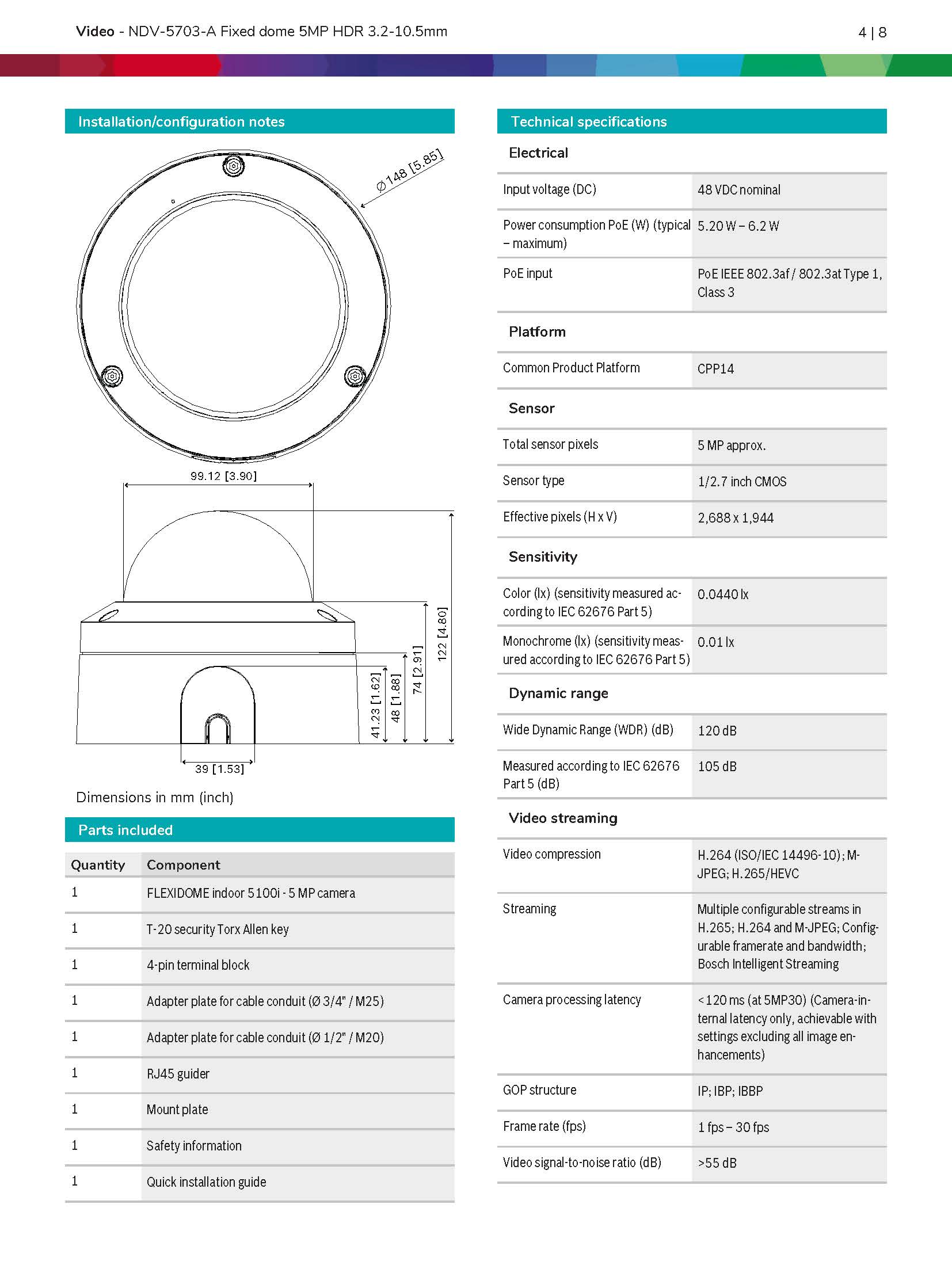 Bosch NDV-5703-A Spec 01