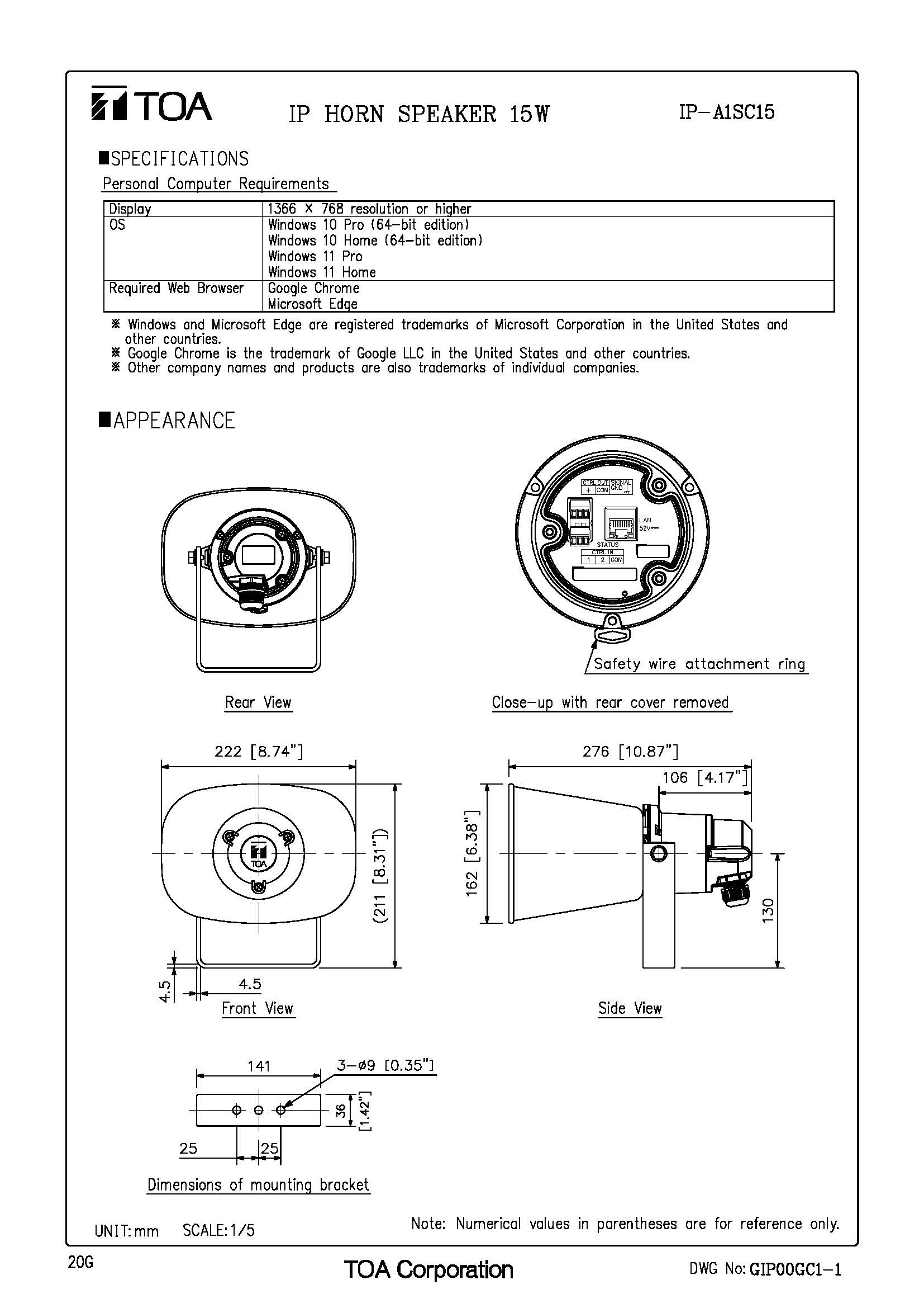 TOA IP-A1SC15 Spec 02