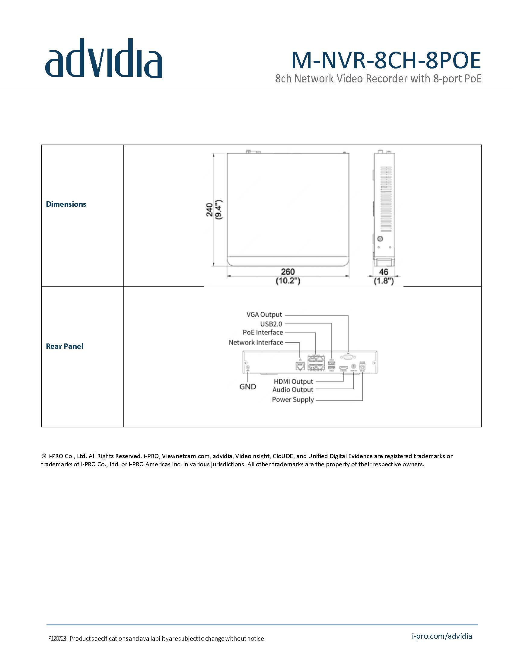 Advidia I M-NVR-8CH-8POE Spec 03