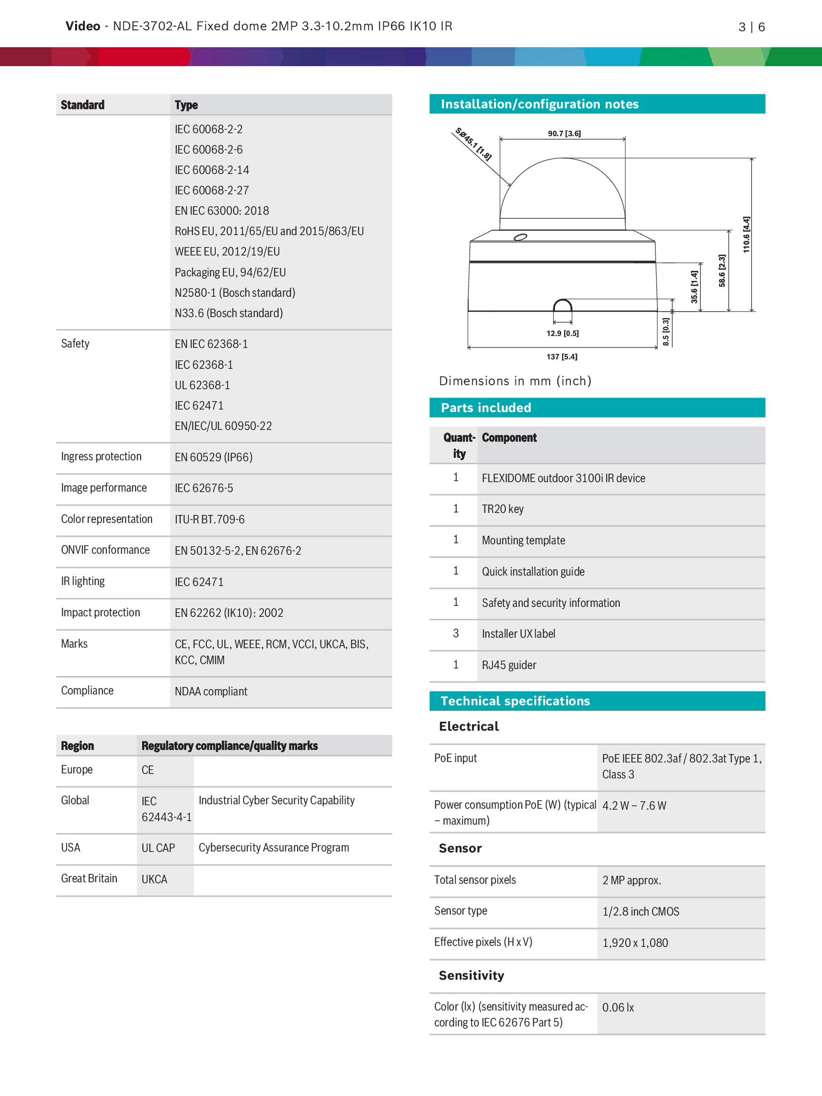 Bosch NDE-3702-AL Spec 01