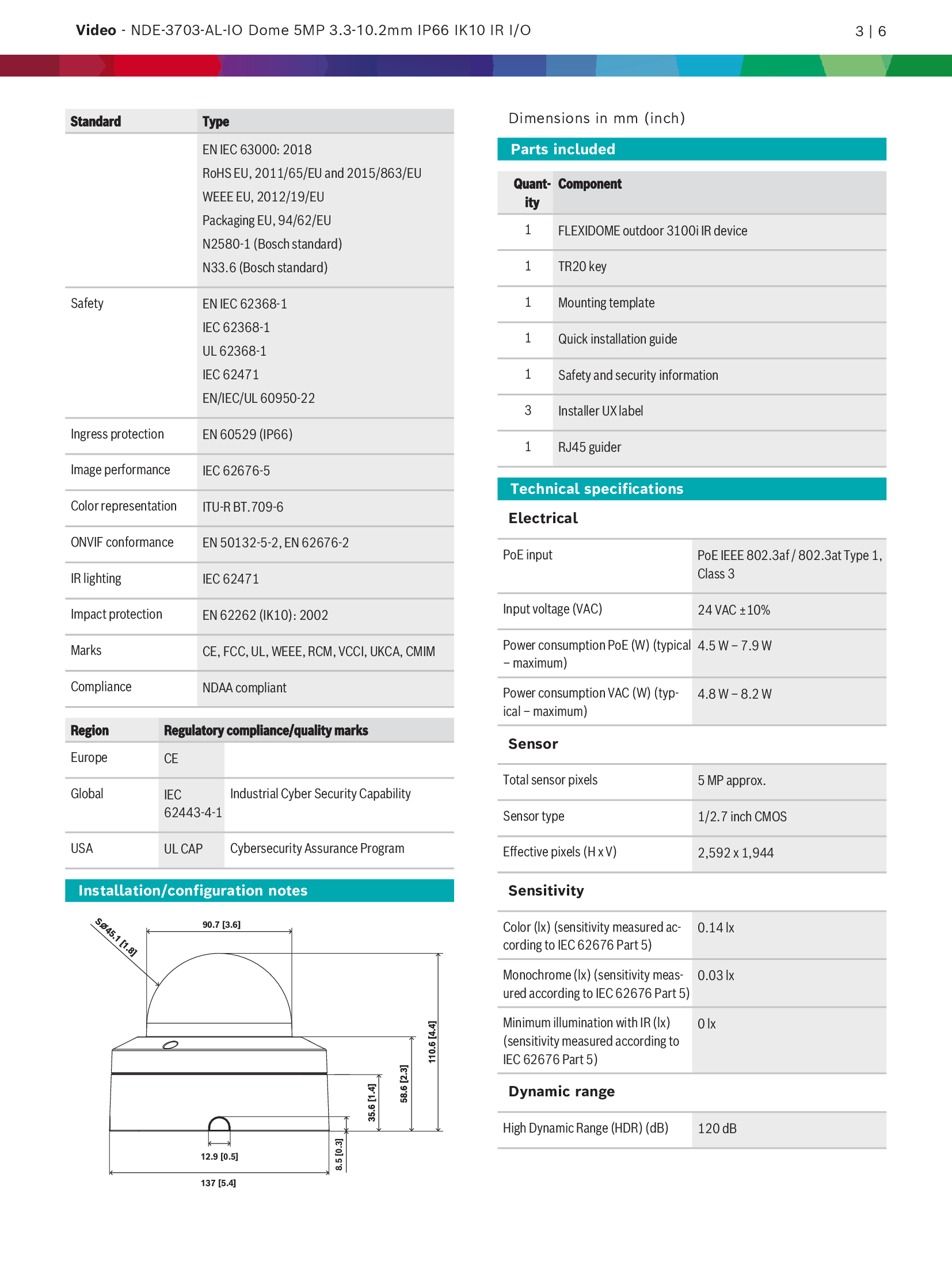 Bosch NDE-3703-AL Spec 01