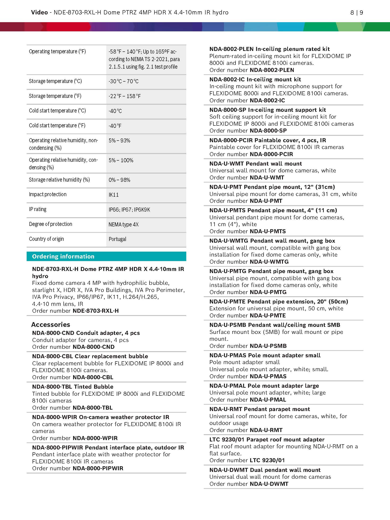 Bosch NDE-8703-RXL Spec 04