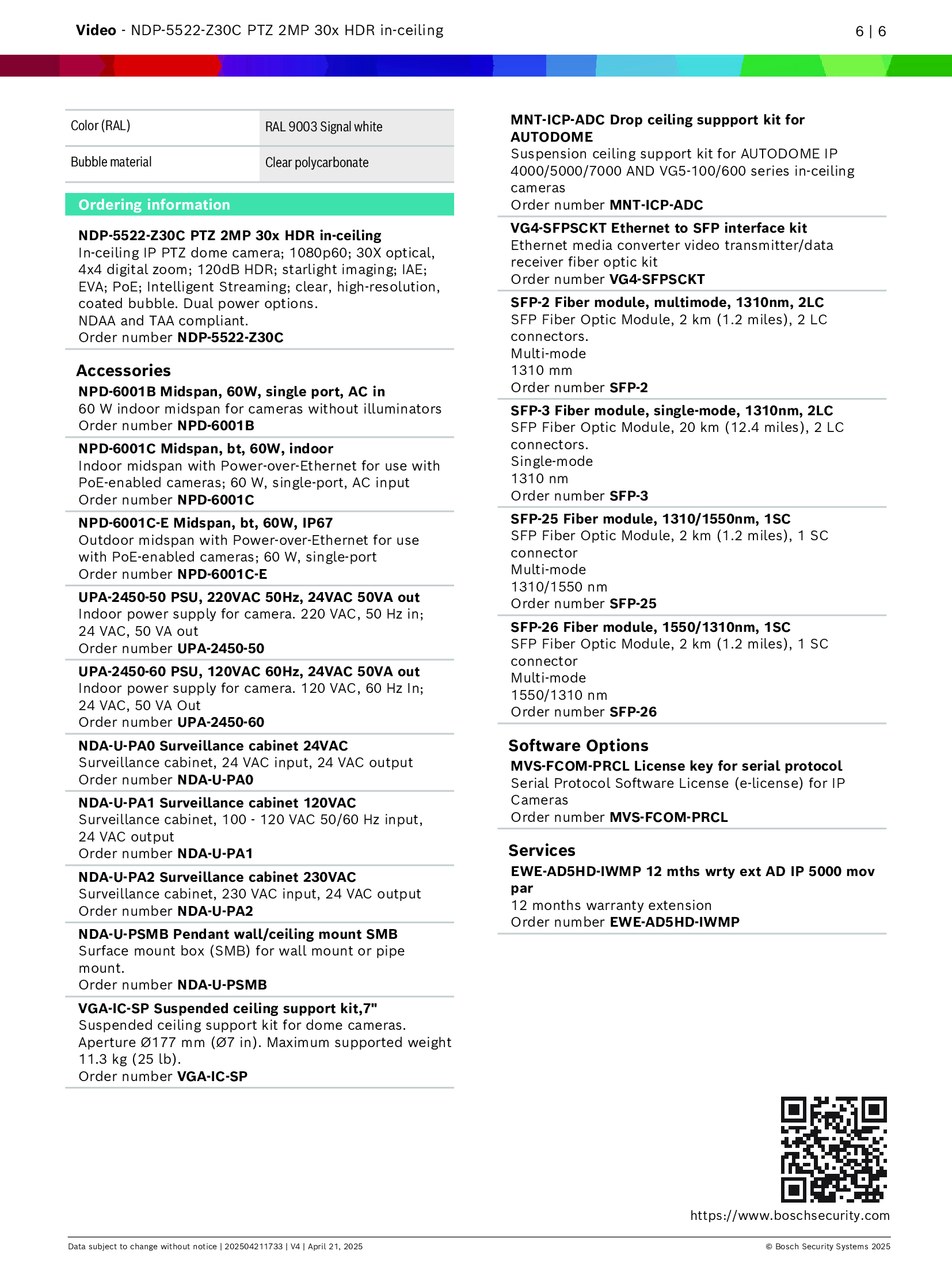 Bosch NDP-5522-Z30C Spec 03