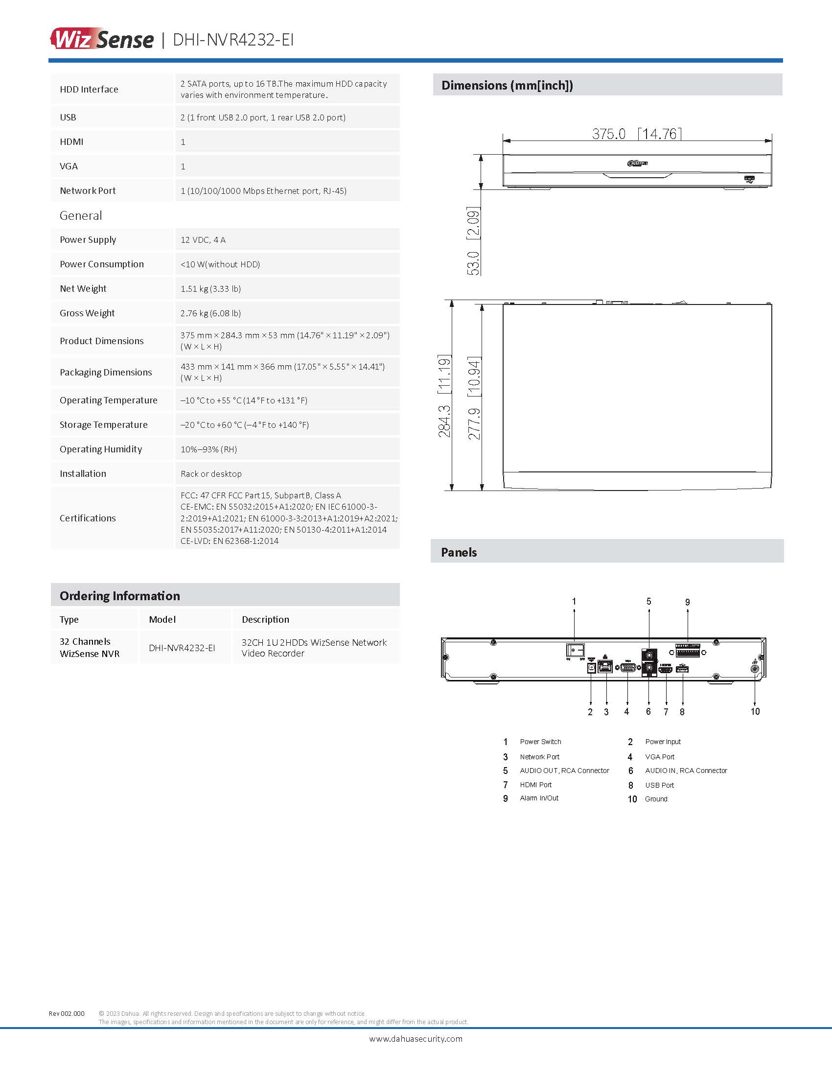 Dahua DHI-NVR4232-EI Spec 02