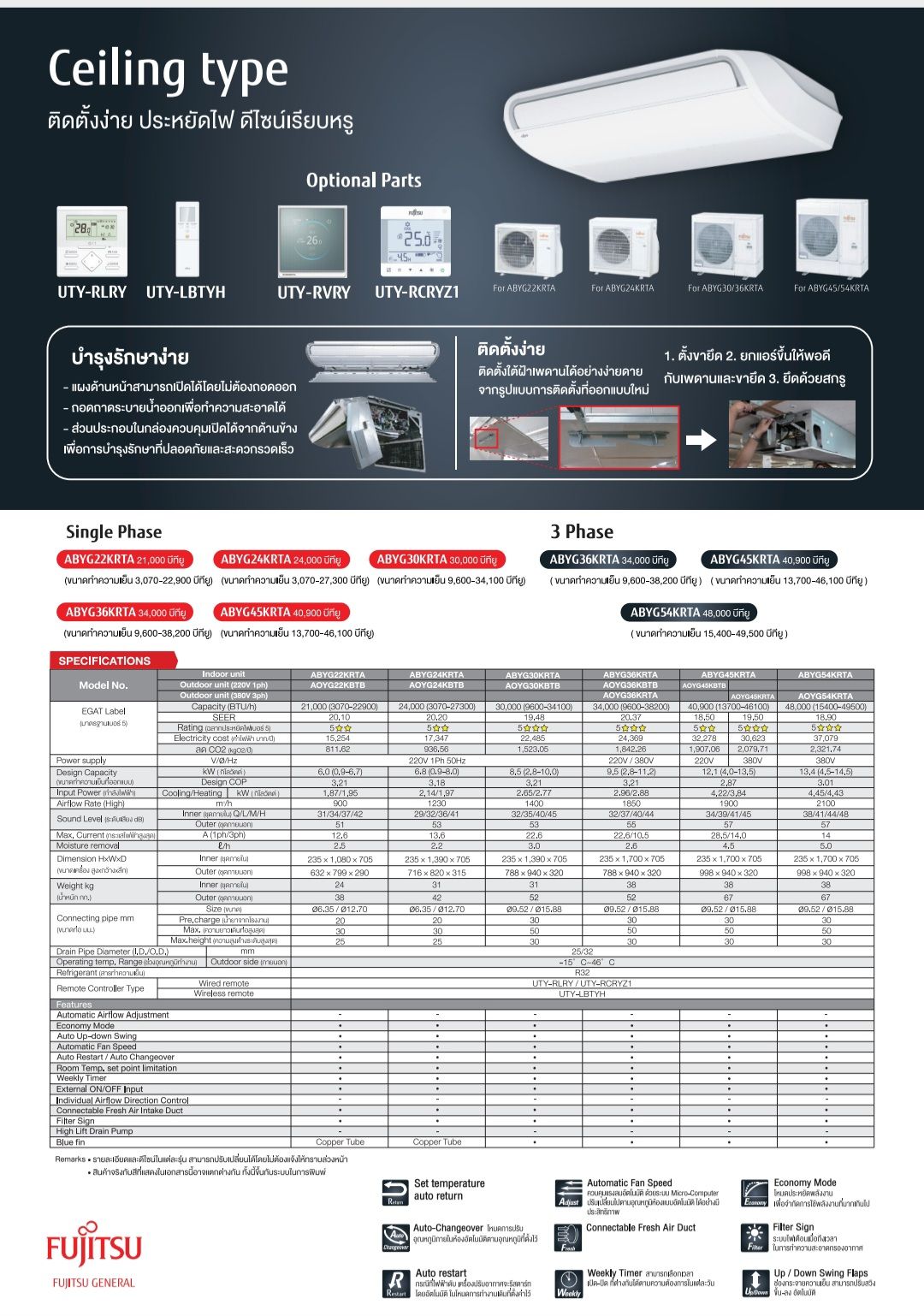 Fujitsu iSky Series (Ceiling Type) Spec