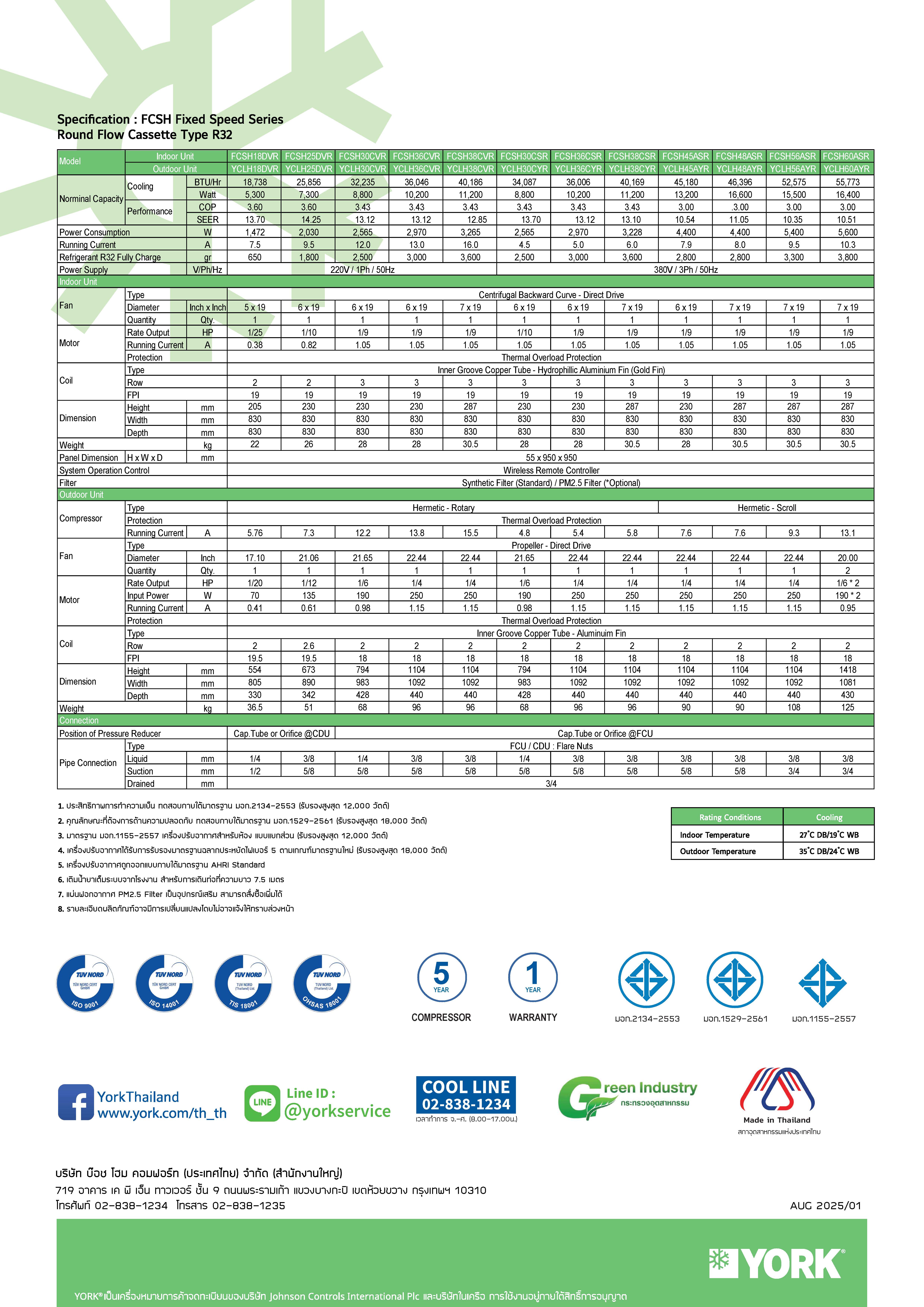 York FCSH-CVR Series Spec