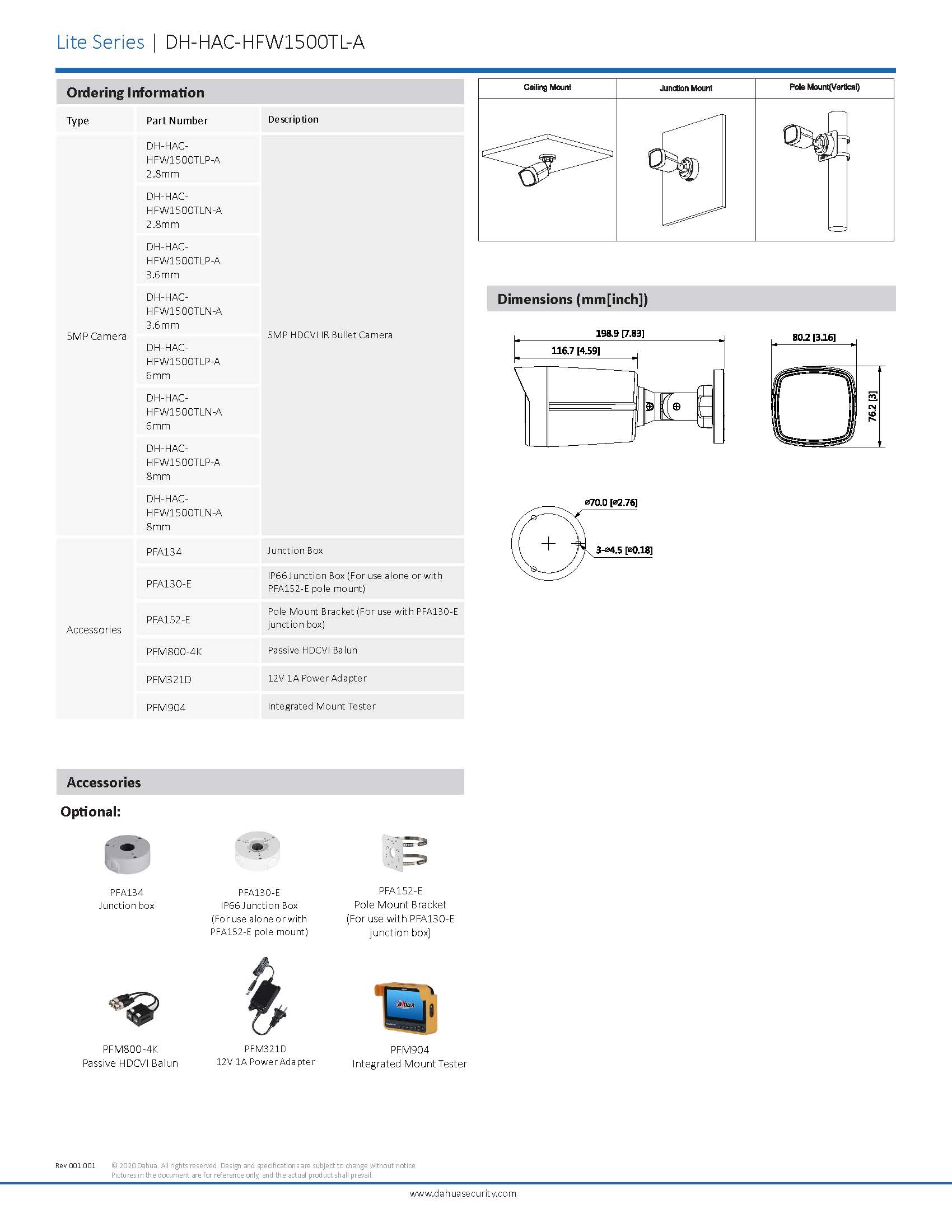 Dahua HAC-HFW1500TL-A Spec 01
