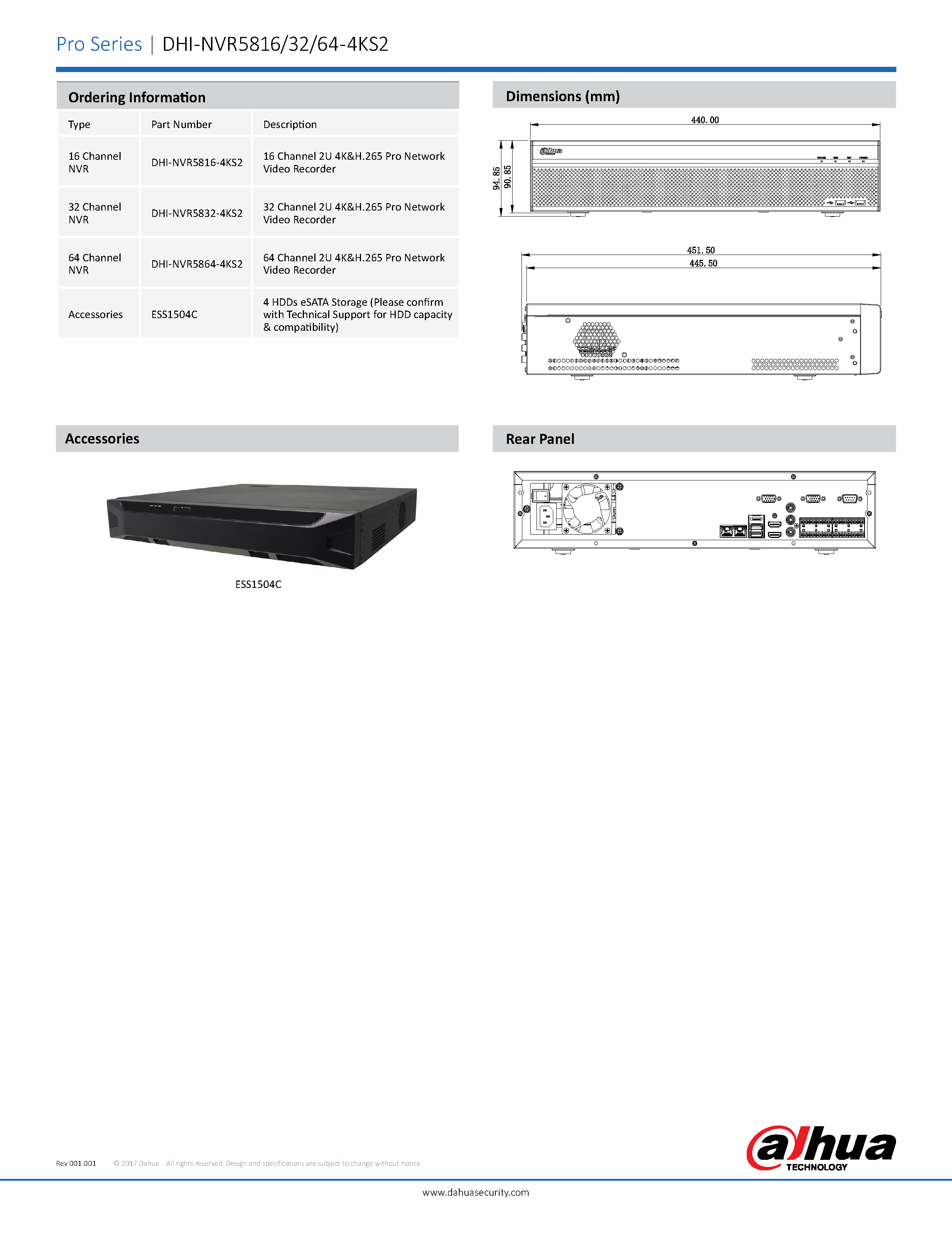 Dahua NVR5864-4KS2 Spec 02