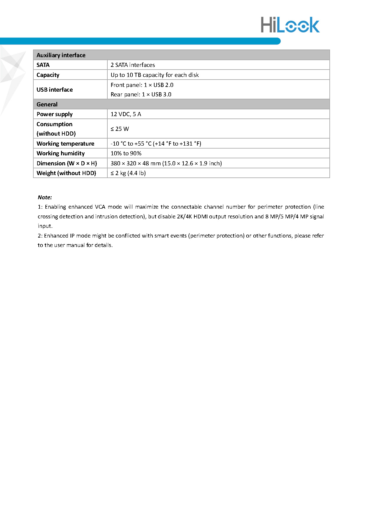 HiLook DVR-216U-K2S Spec 02
