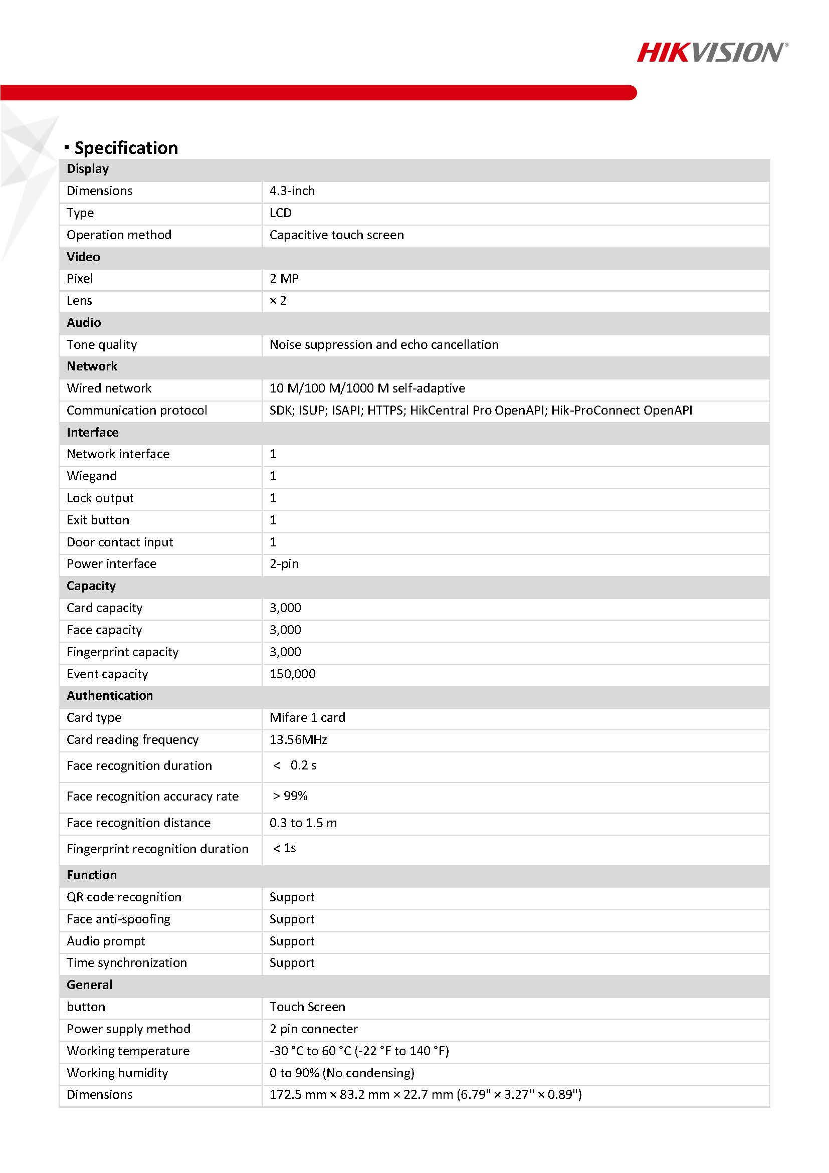 HIKVISION DS-K1T341AMF Spec 01