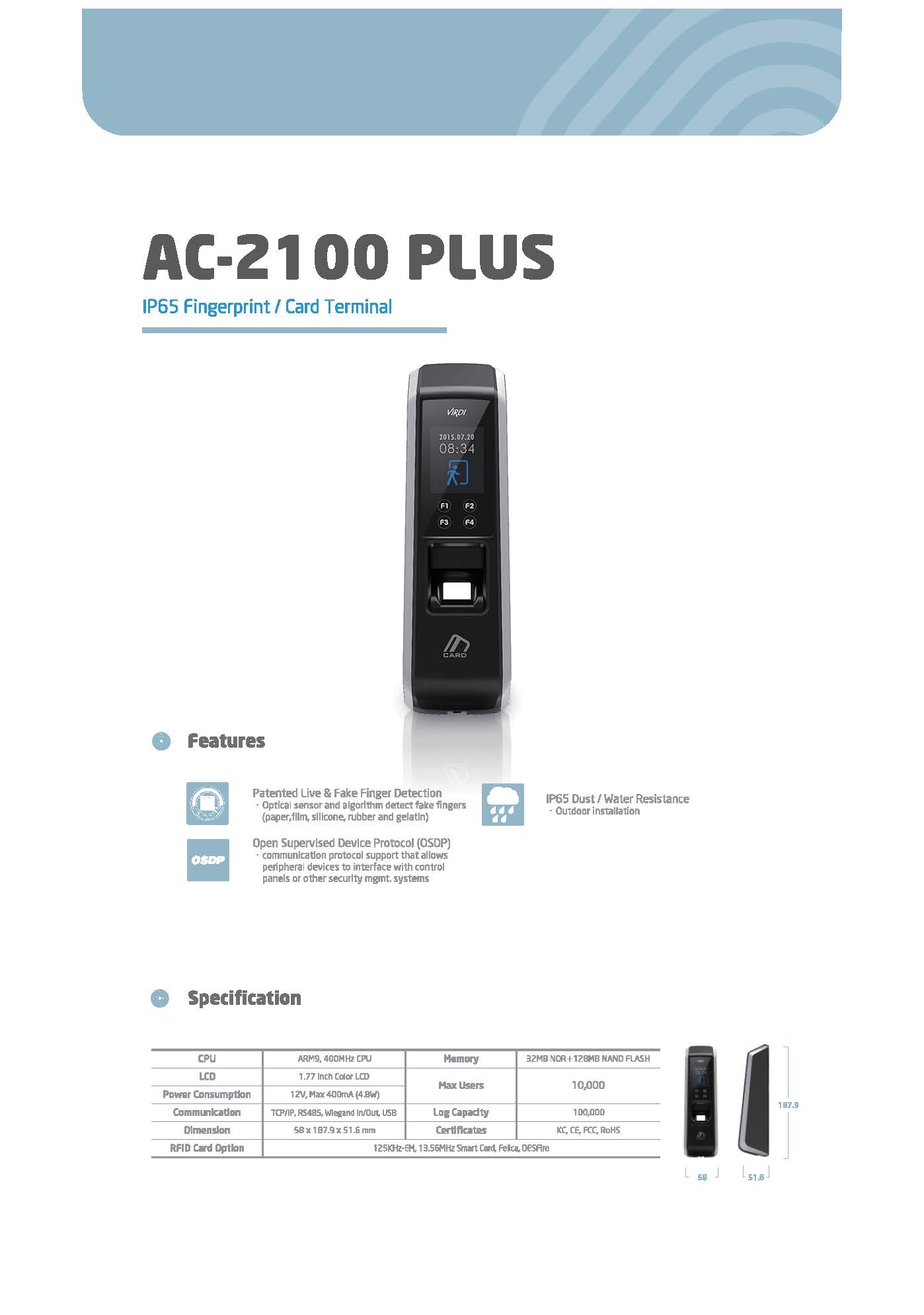 VIRDI AC-2100 PLUS Spec
