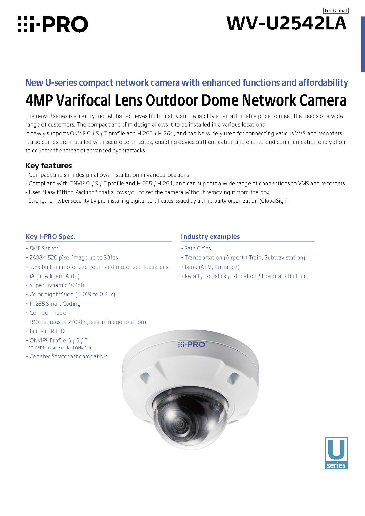 Panasonic WV-U2542LA Spec 01