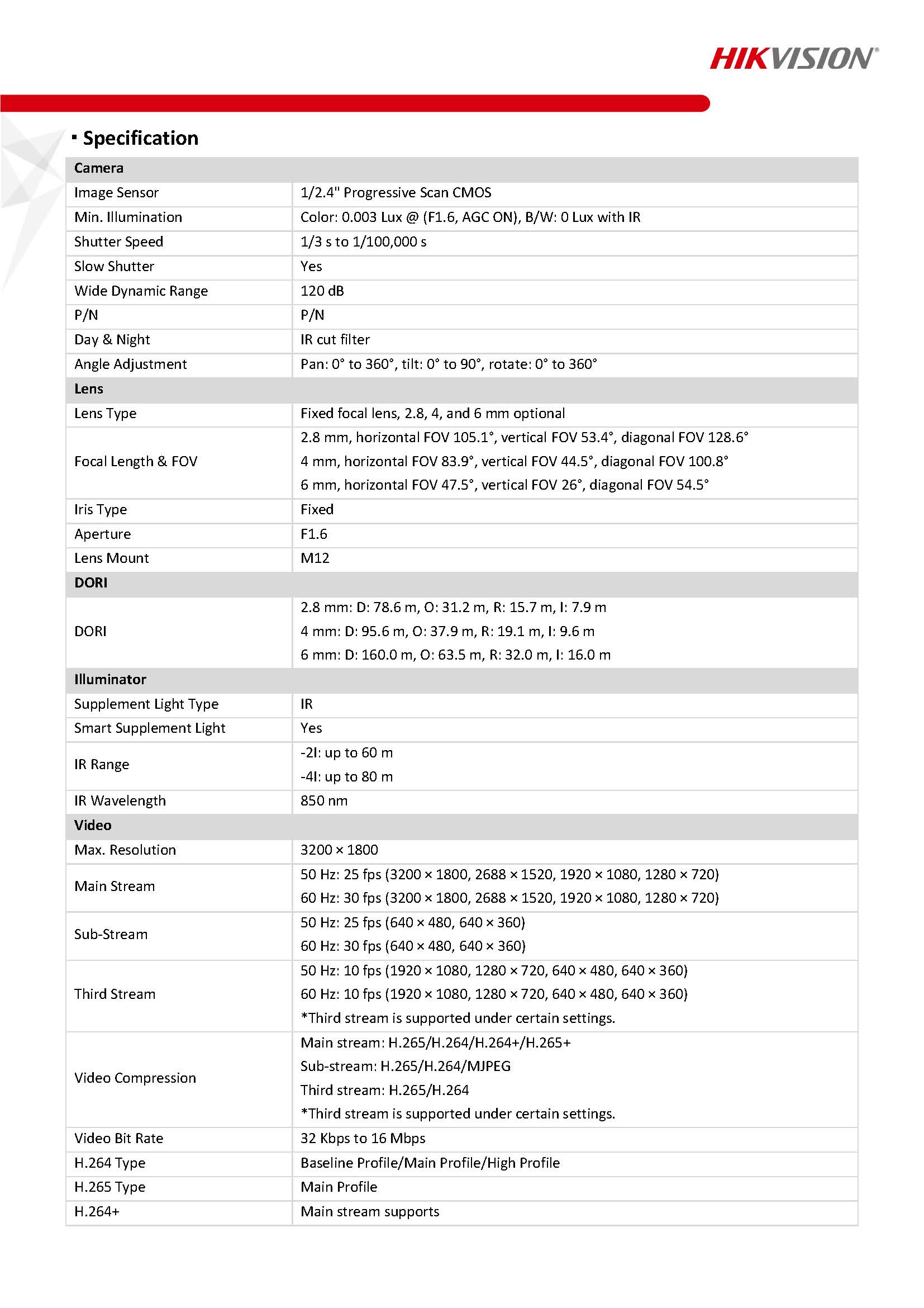 HikVision DS-2CD2T66G2-2I4I Spec 01