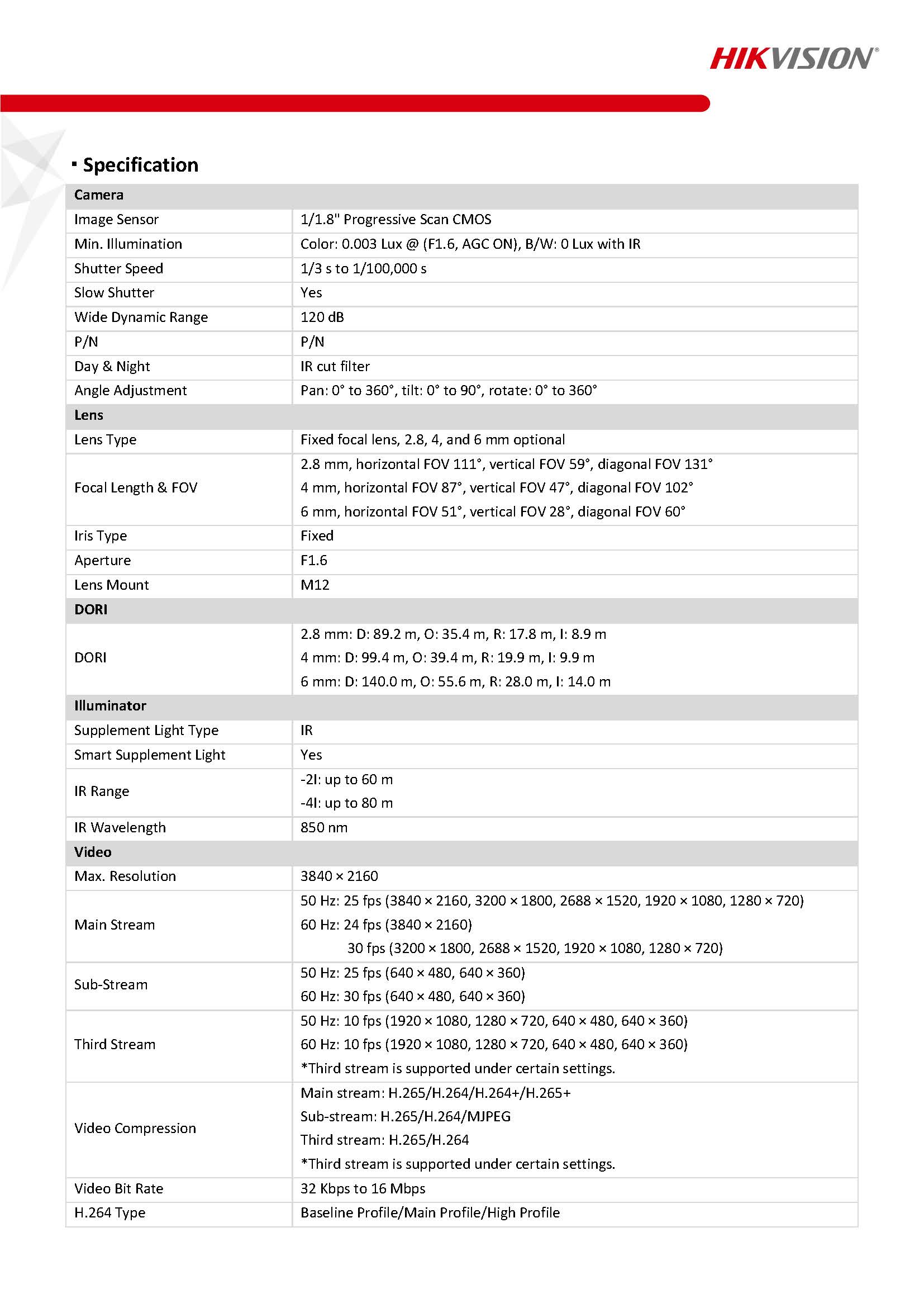 HikVision DS-2CD2T86G2-2I Spec 01