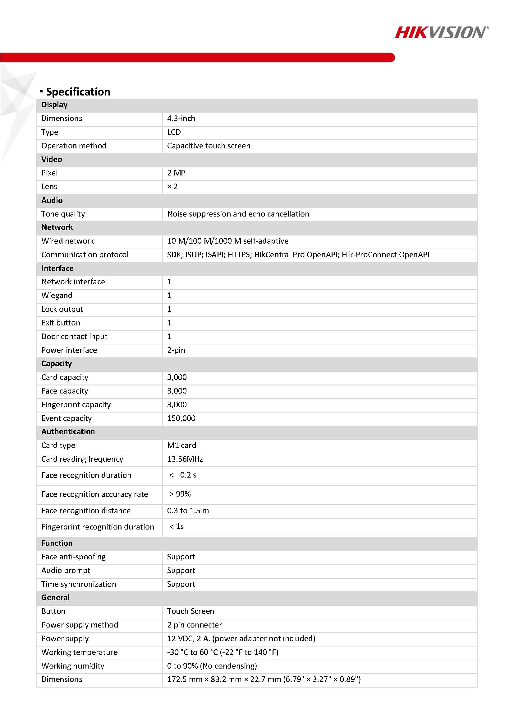 HikVision DS-K1T342MFX Spec 01