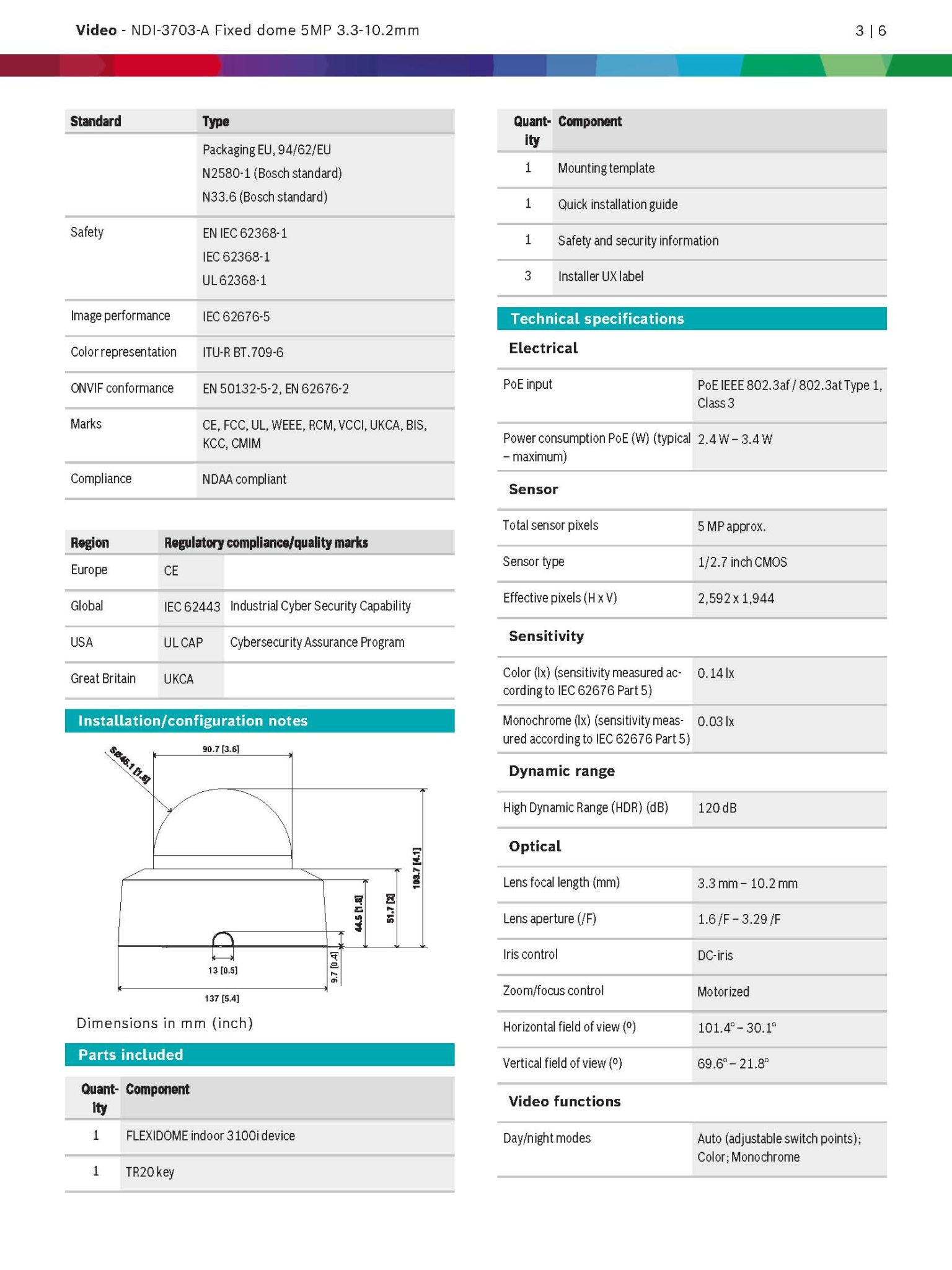 Bosch NDI-3703-A Spec 01