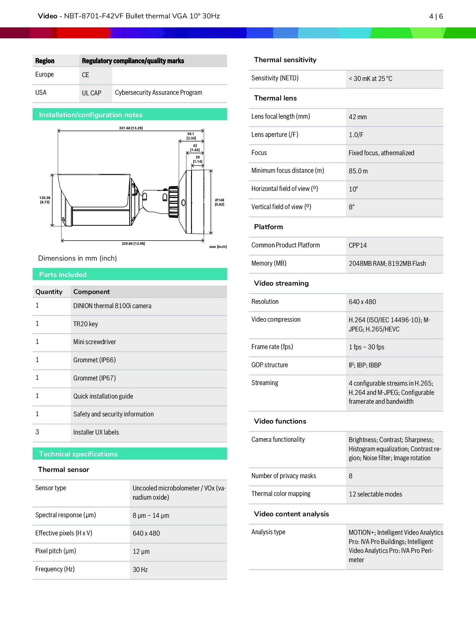 Bosch NBT-8701-F42VF Spec 01